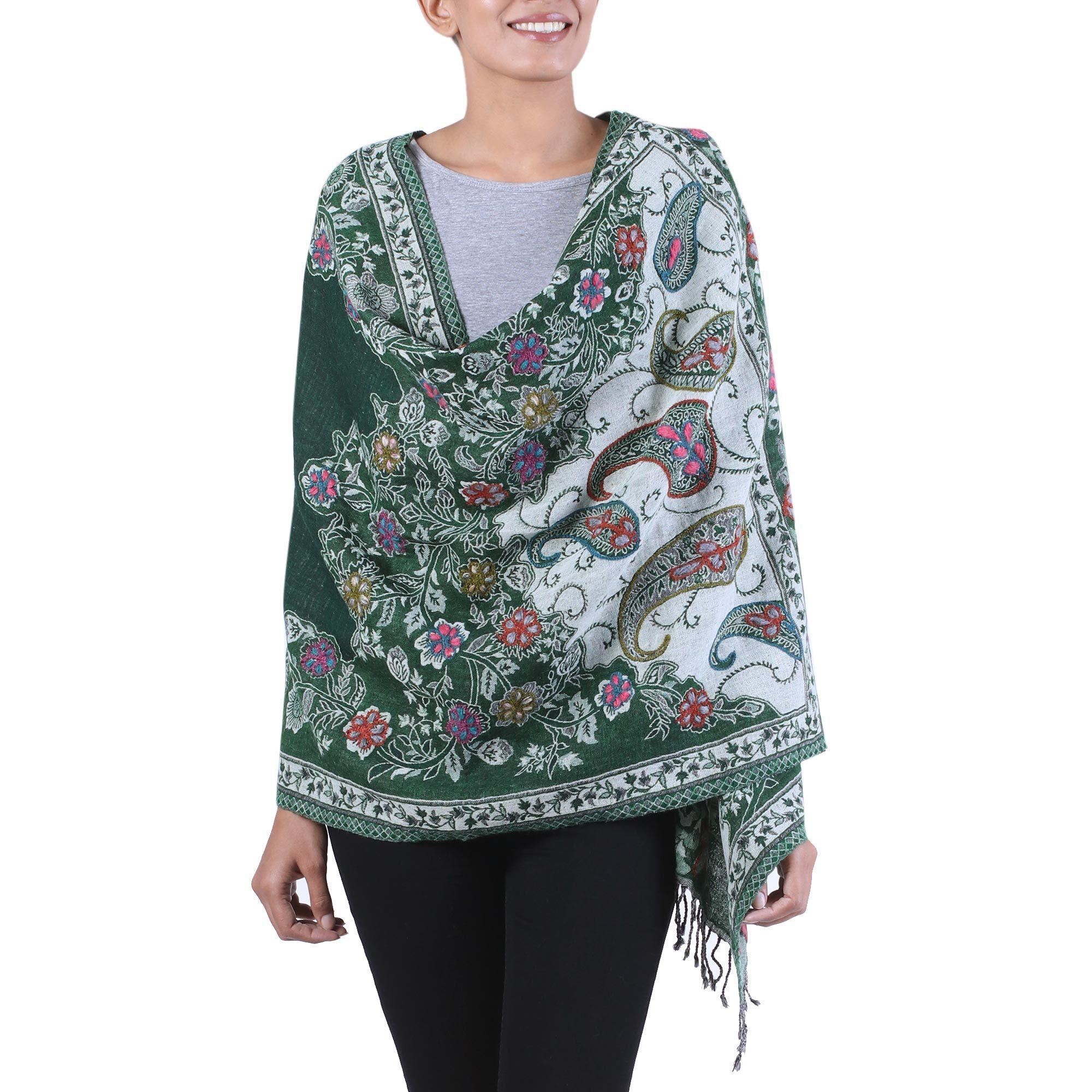 Snowy Forest Jamawar Wool Shawl - Image 2