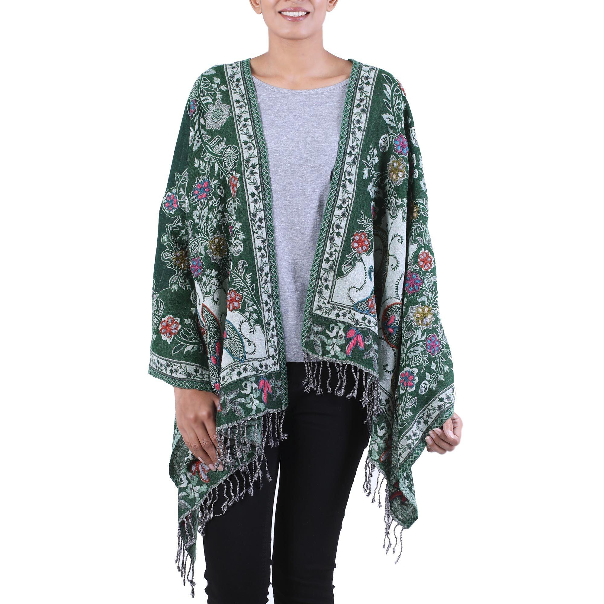 Snowy Forest Jamawar Wool Shawl - Image 3