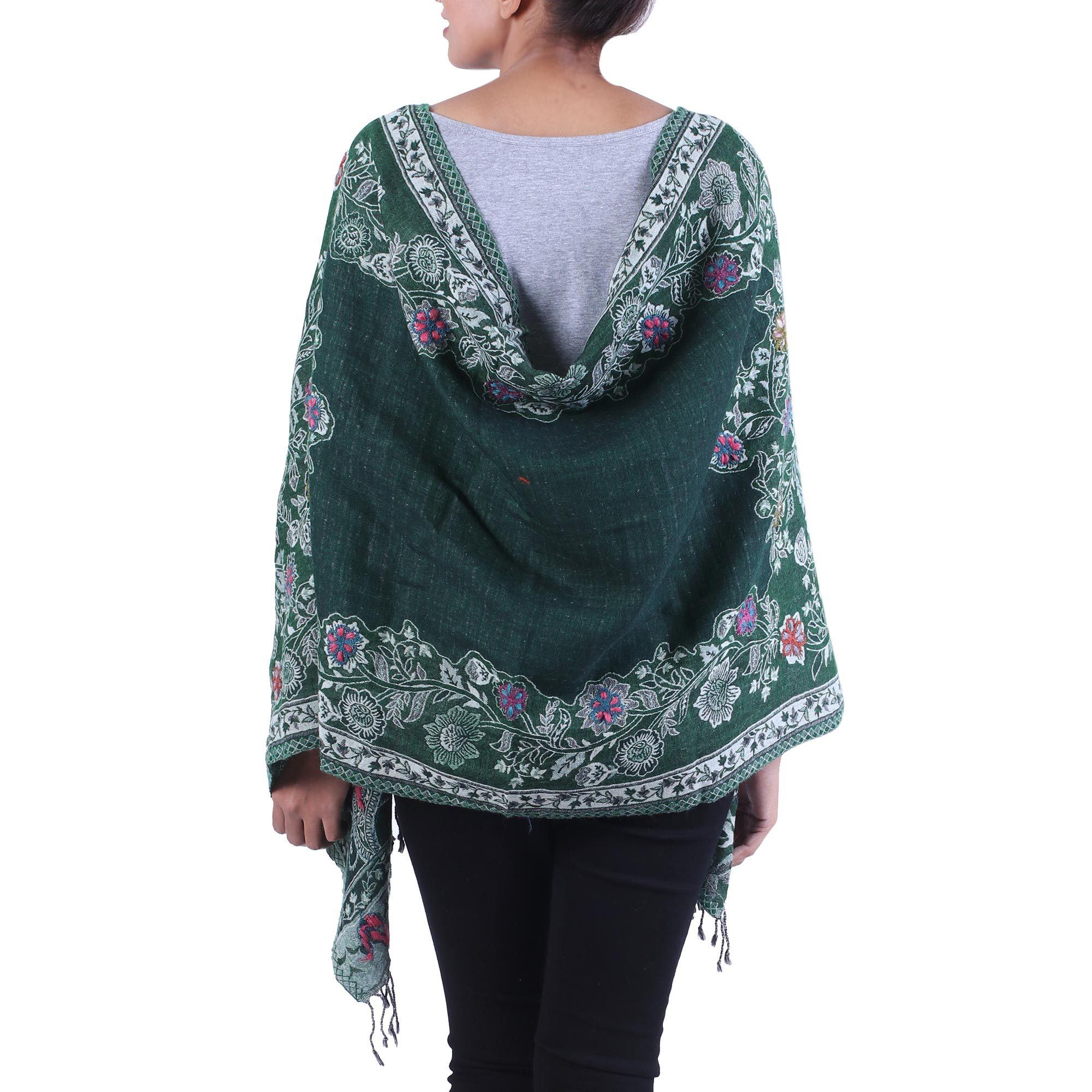 Snowy Forest Jamawar Wool Shawl - Image 4
