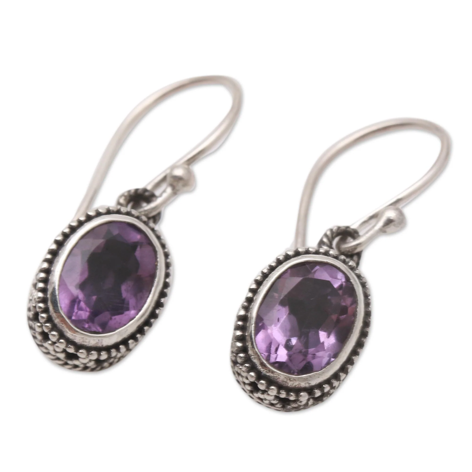 Soft Music in Purple Hand Made Sterling Silver and Amethyst Dangle Earrings - Image 3
