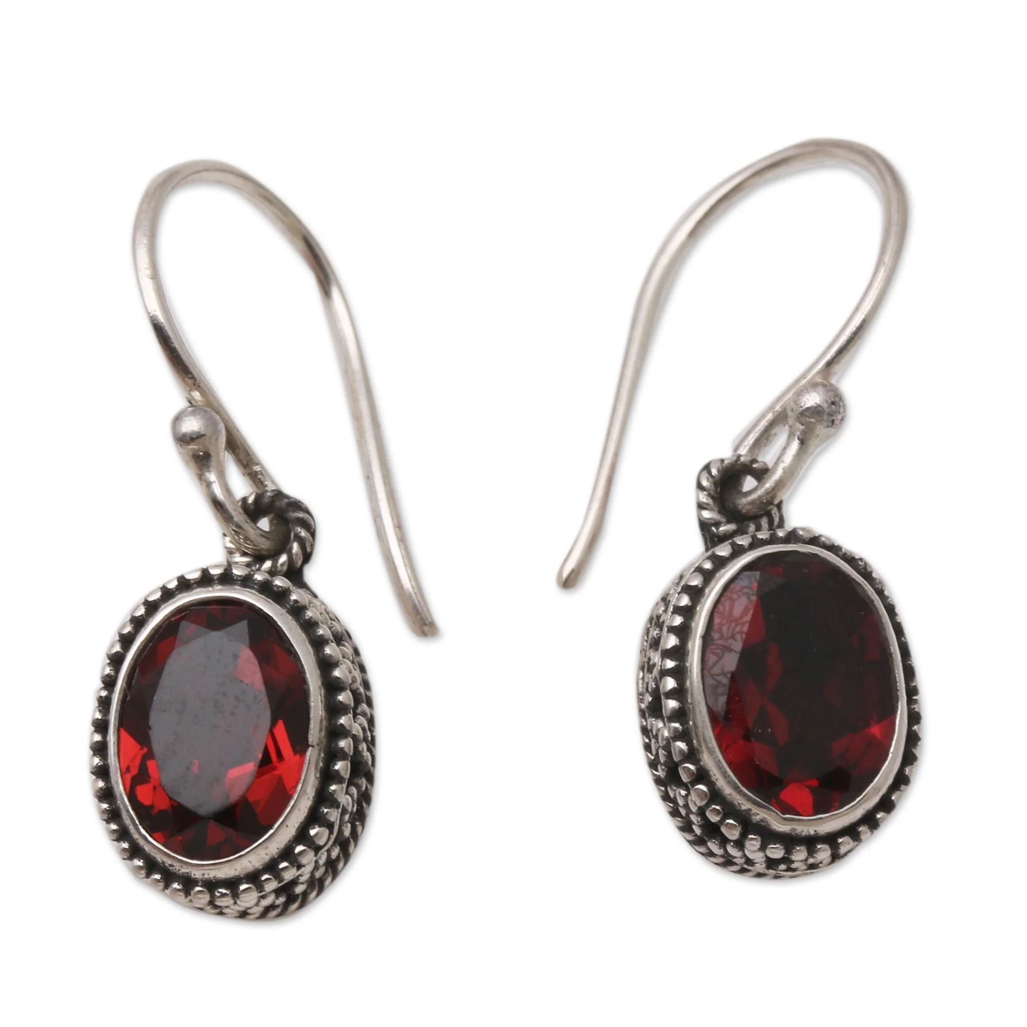 Soft Music in Red Handcrafted Sterling Silver and Garnet Dangle Earrings - Image 2
