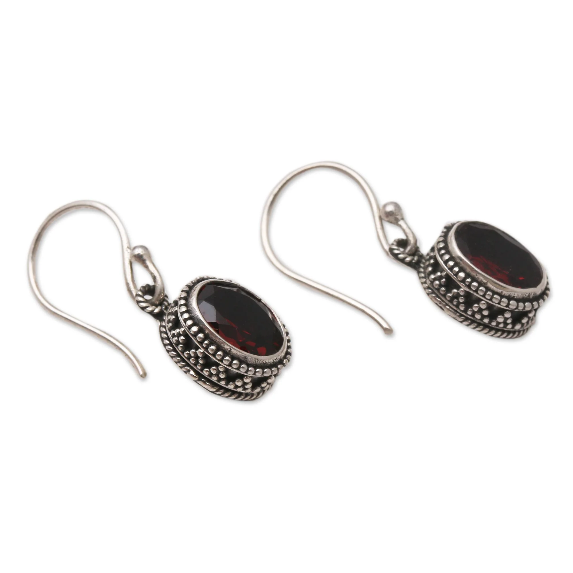 Soft Music in Red Handcrafted Sterling Silver and Garnet Dangle Earrings - Image 3