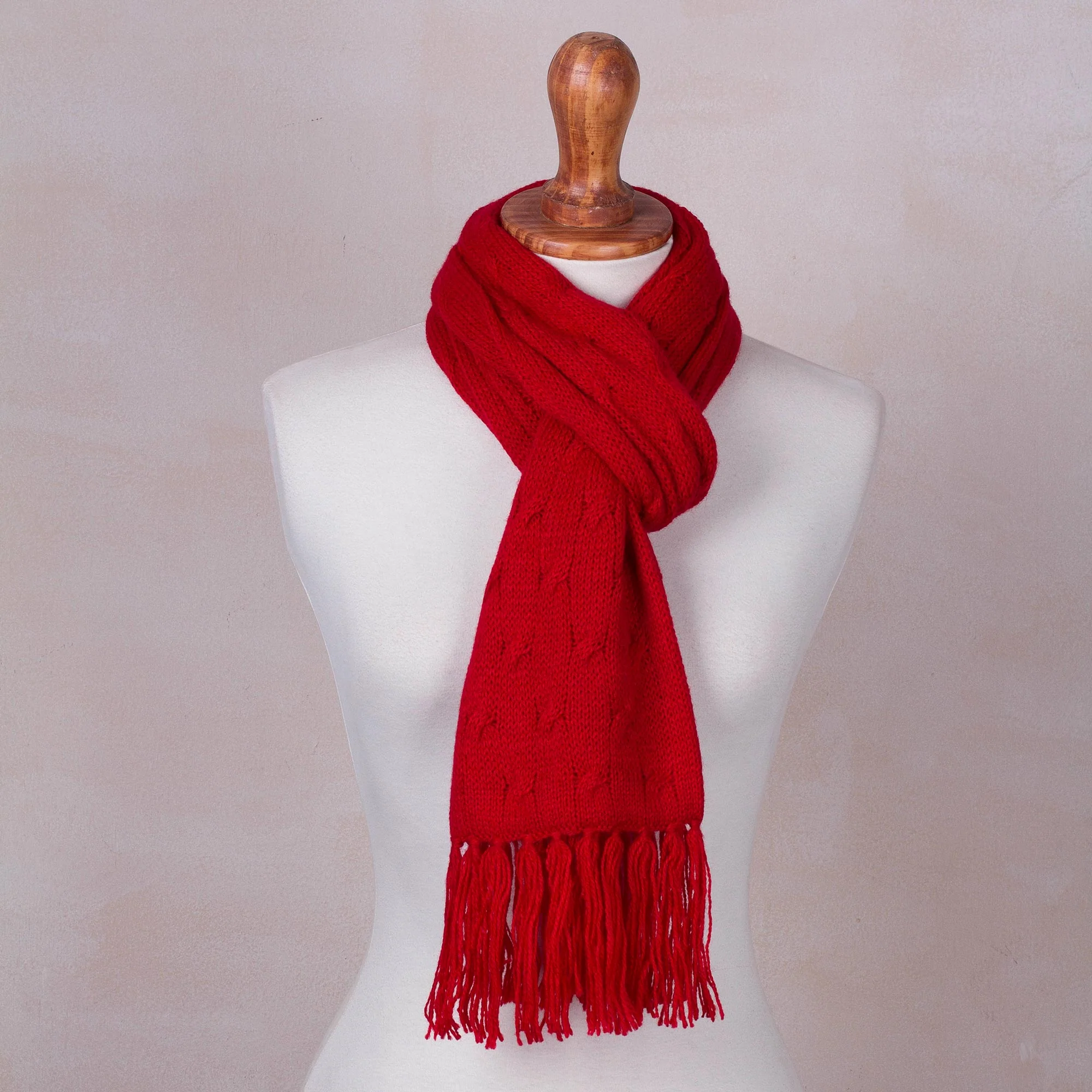 Soft Winter Red Knit Scarf - Image 3
