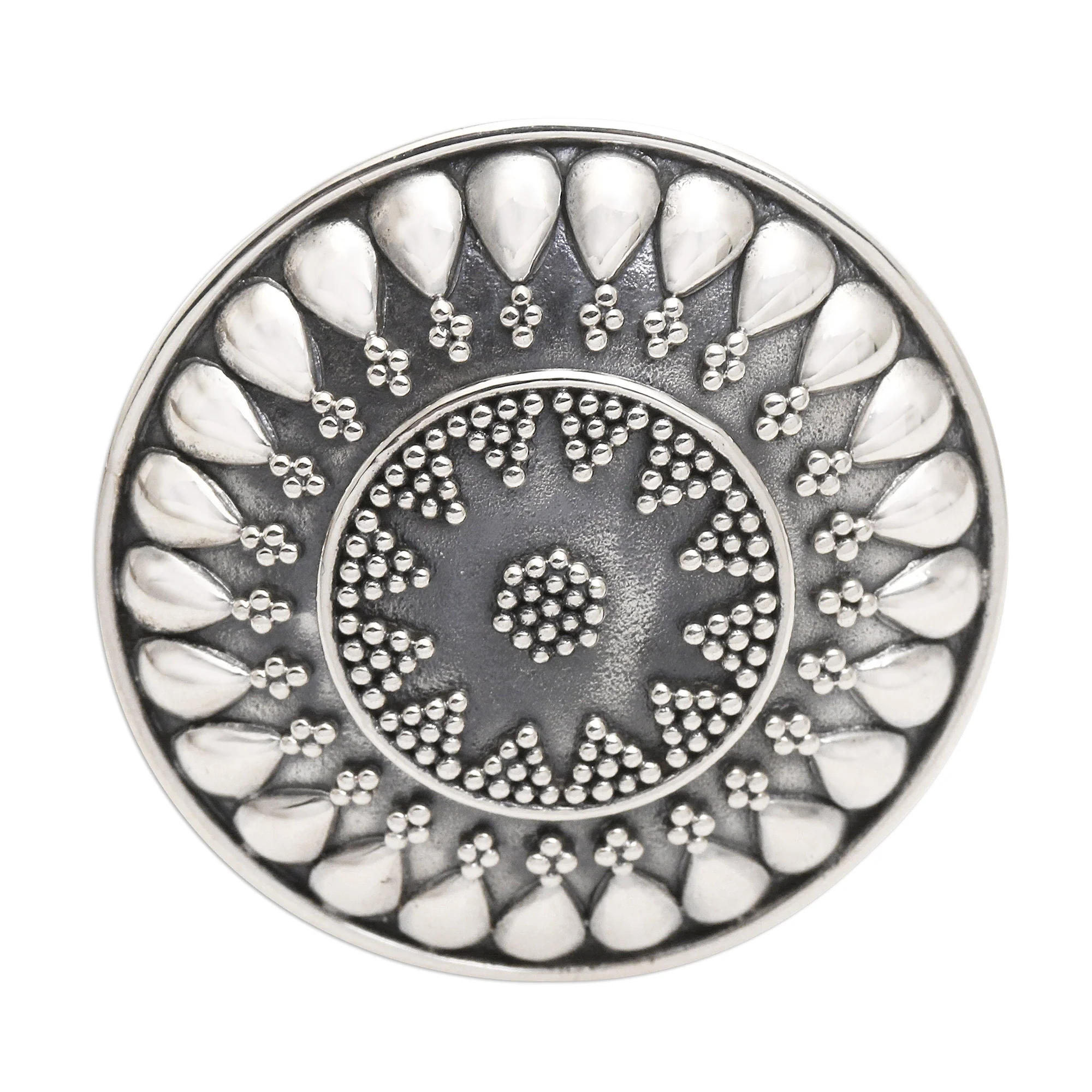 Solar Flair Oxidized Sterling Silver Sun Cocktail Ring - Image 2