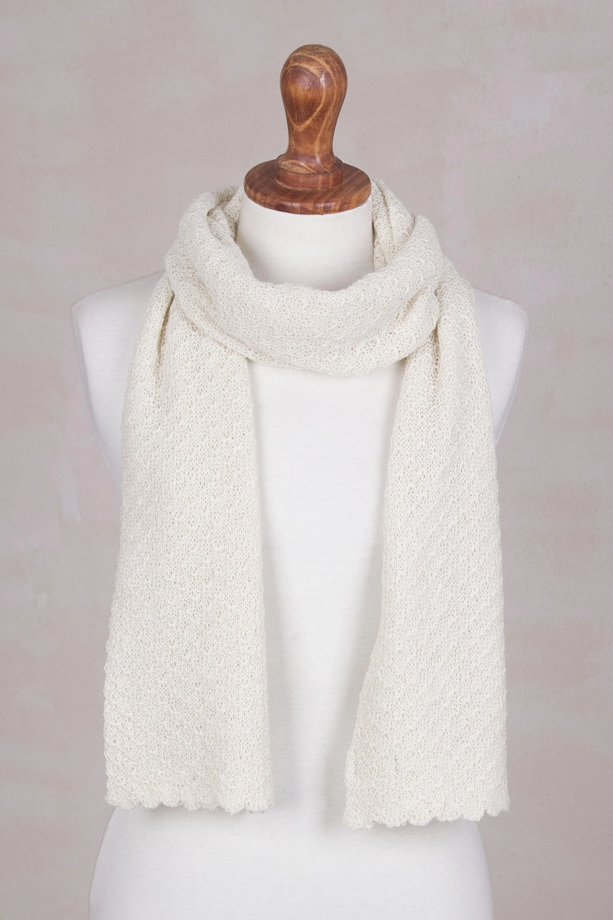 Solid Style in Eggshell Alpaca Scarf - Image 3