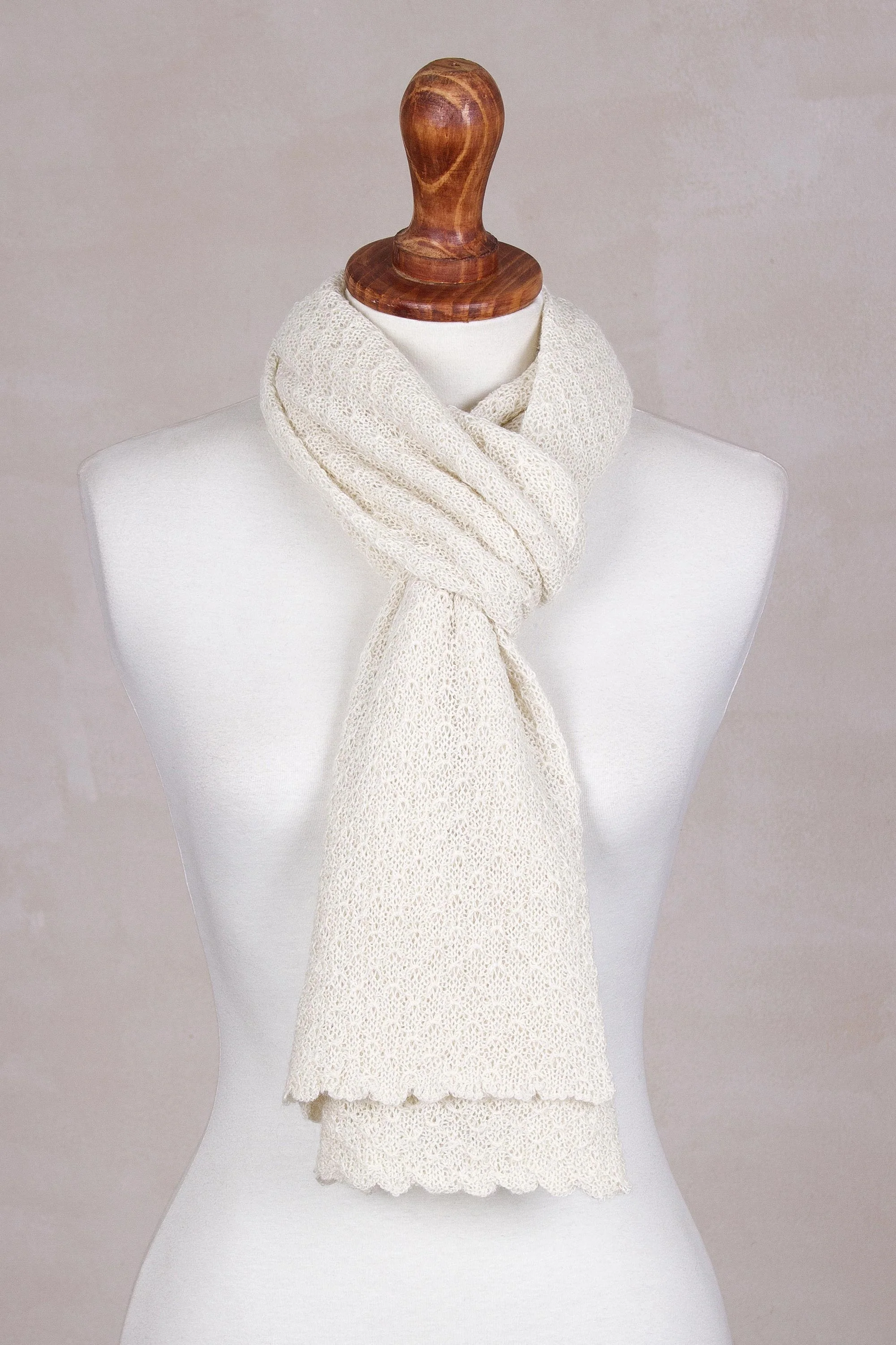 Solid Style in Eggshell Alpaca Scarf - Image 4