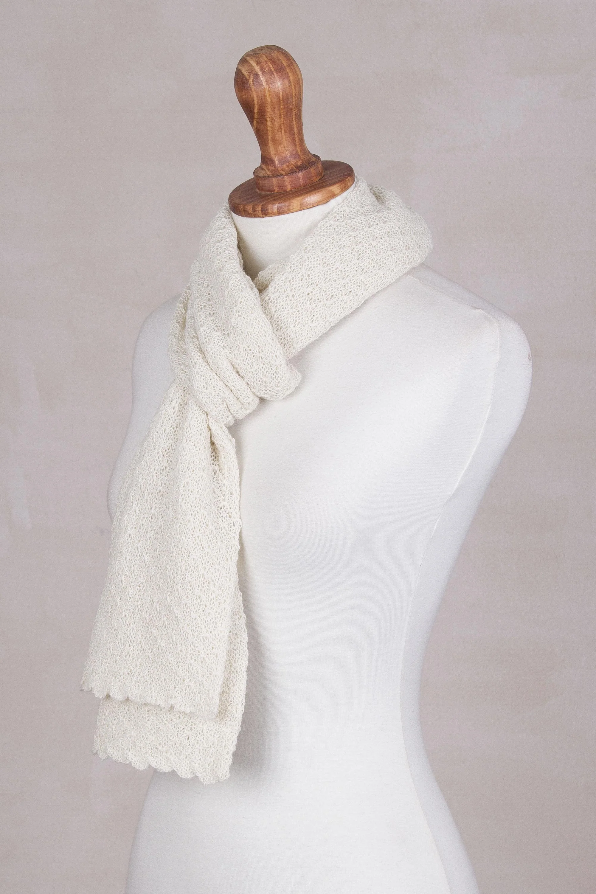 Solid Style in Eggshell Alpaca Scarf - Image 5
