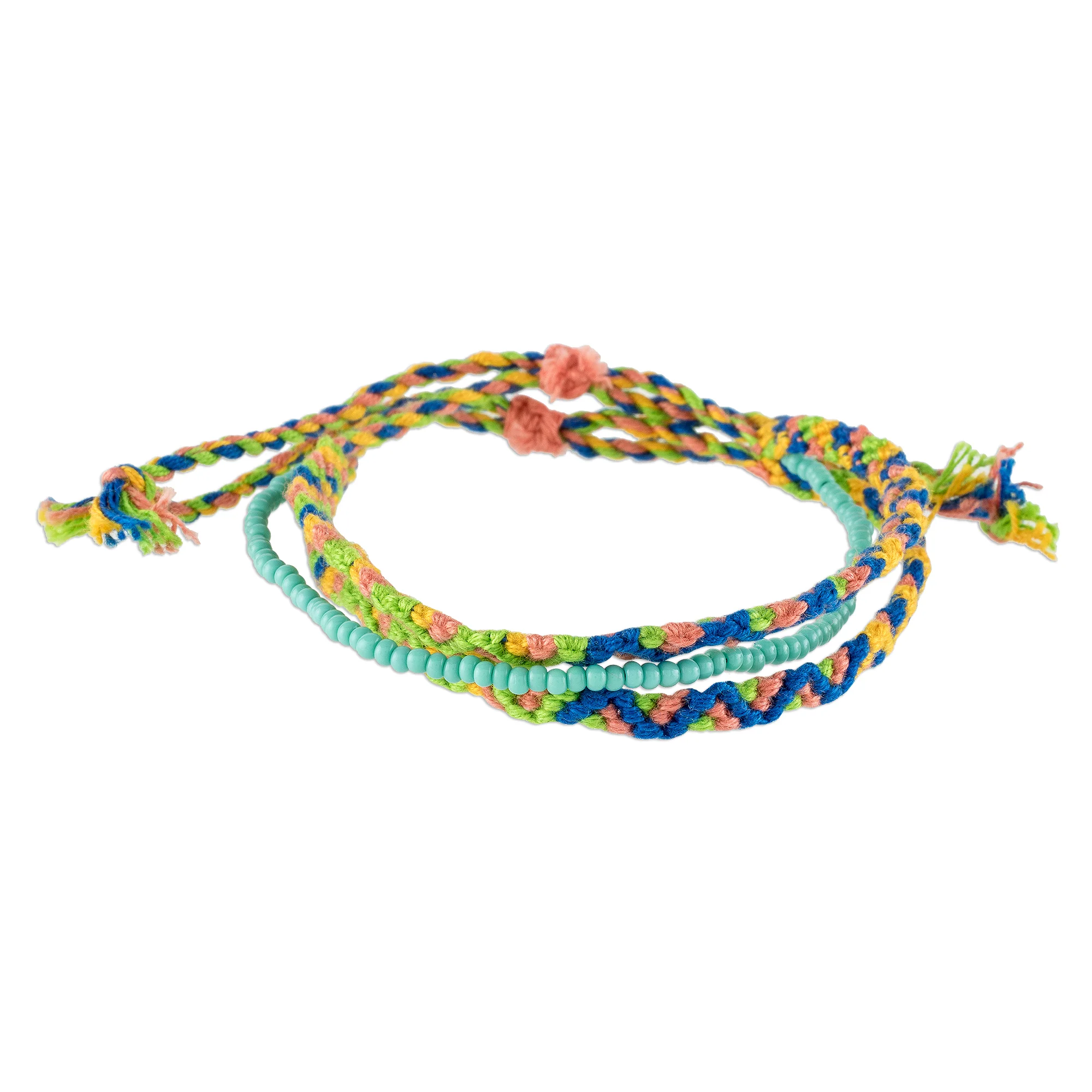 Solola Spring Spring Colors Cotton Macrame Bracelet with Beads - Image 3
