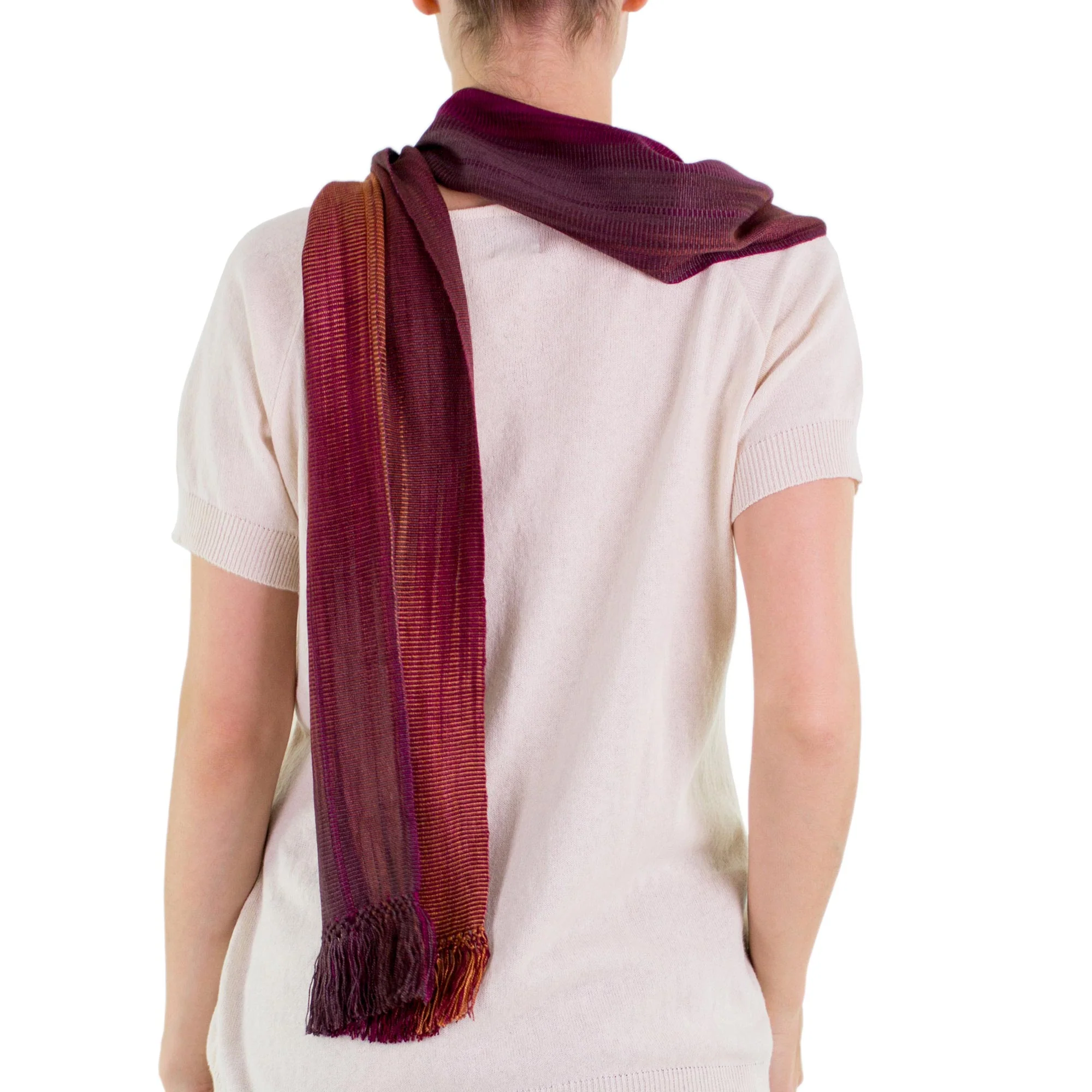 Solola Wine Cocoa Handcrafted Rayon Chenille Scarf - Image 4