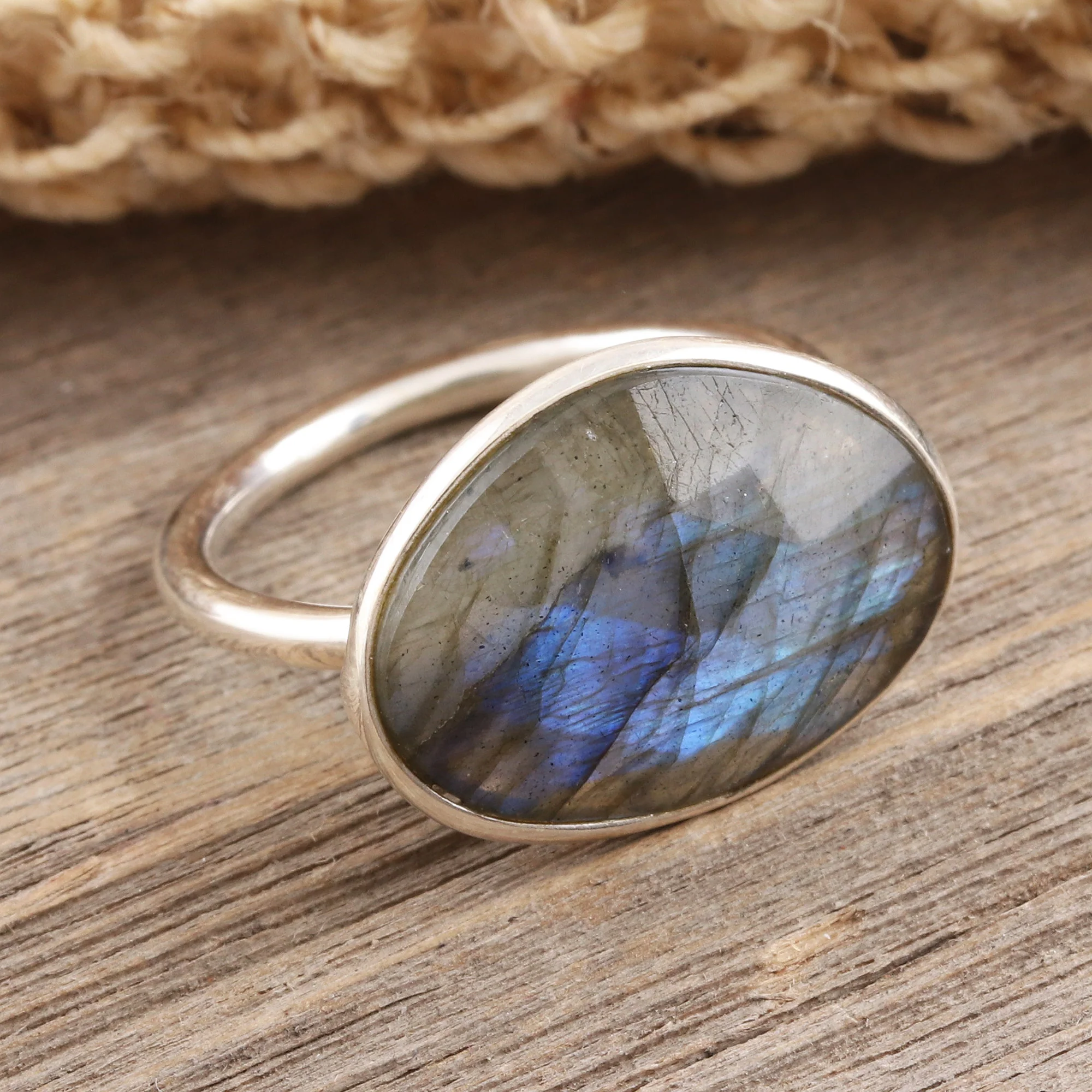 Sonata at Dusk Faceted Labradorite and Sterling Silver Cocktail Ring - Image 3