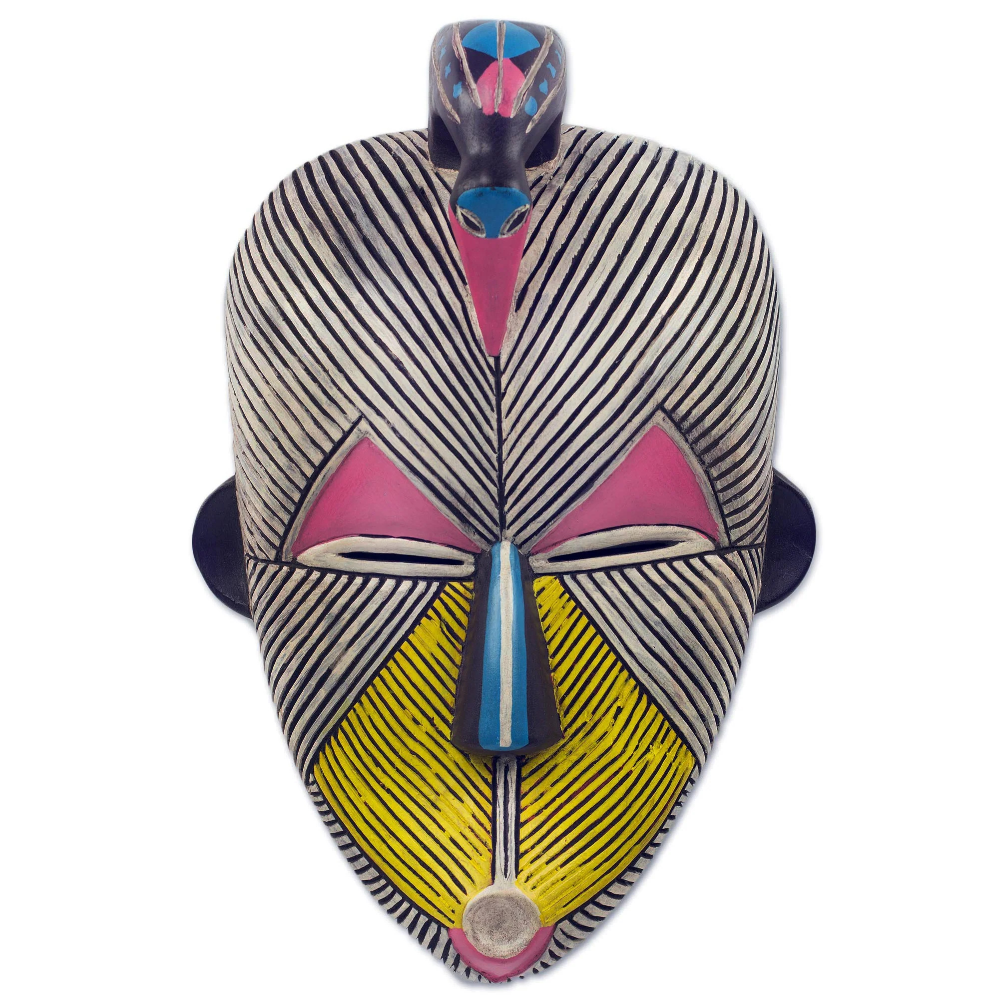 Songye Kwifibe African Protection Spirit Wall Mask Artisan Crafted Wood Art - Image 2