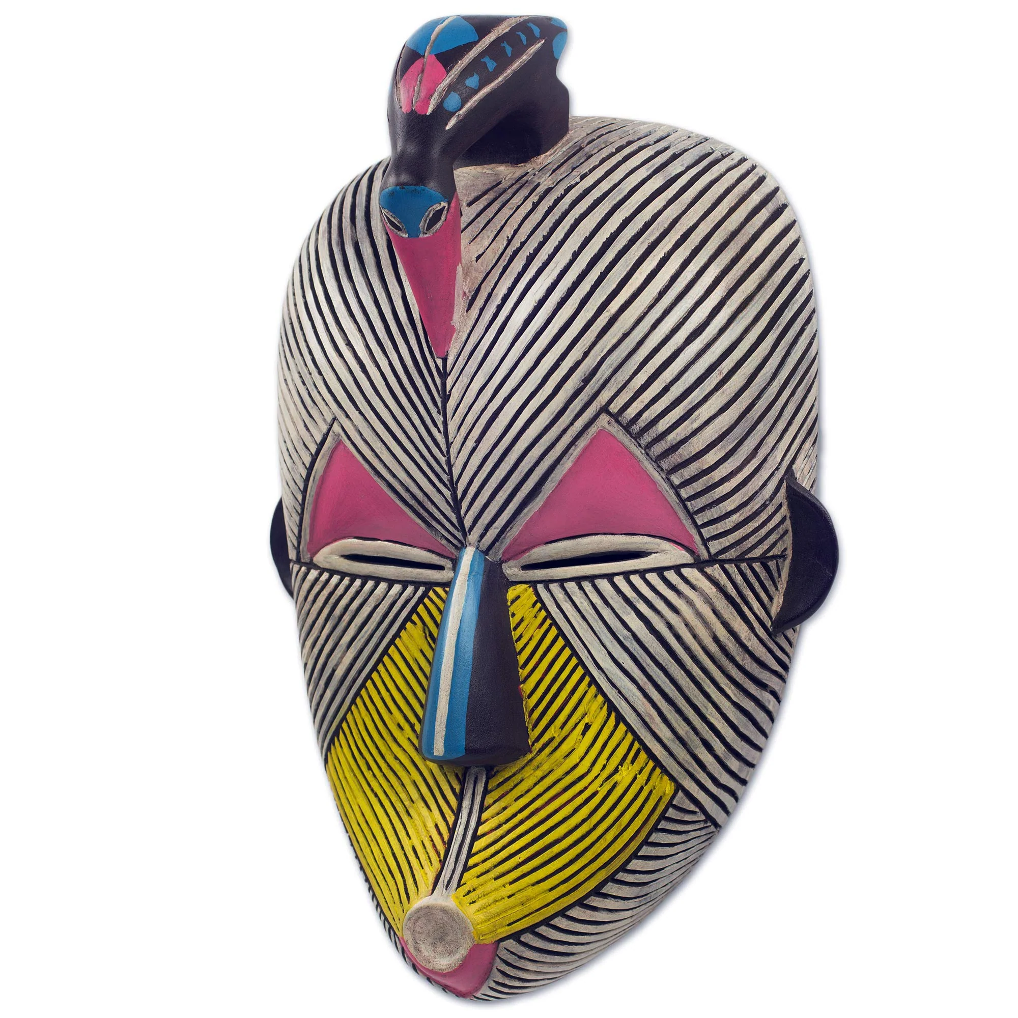 Songye Kwifibe African Protection Spirit Wall Mask Artisan Crafted Wood Art - Image 3