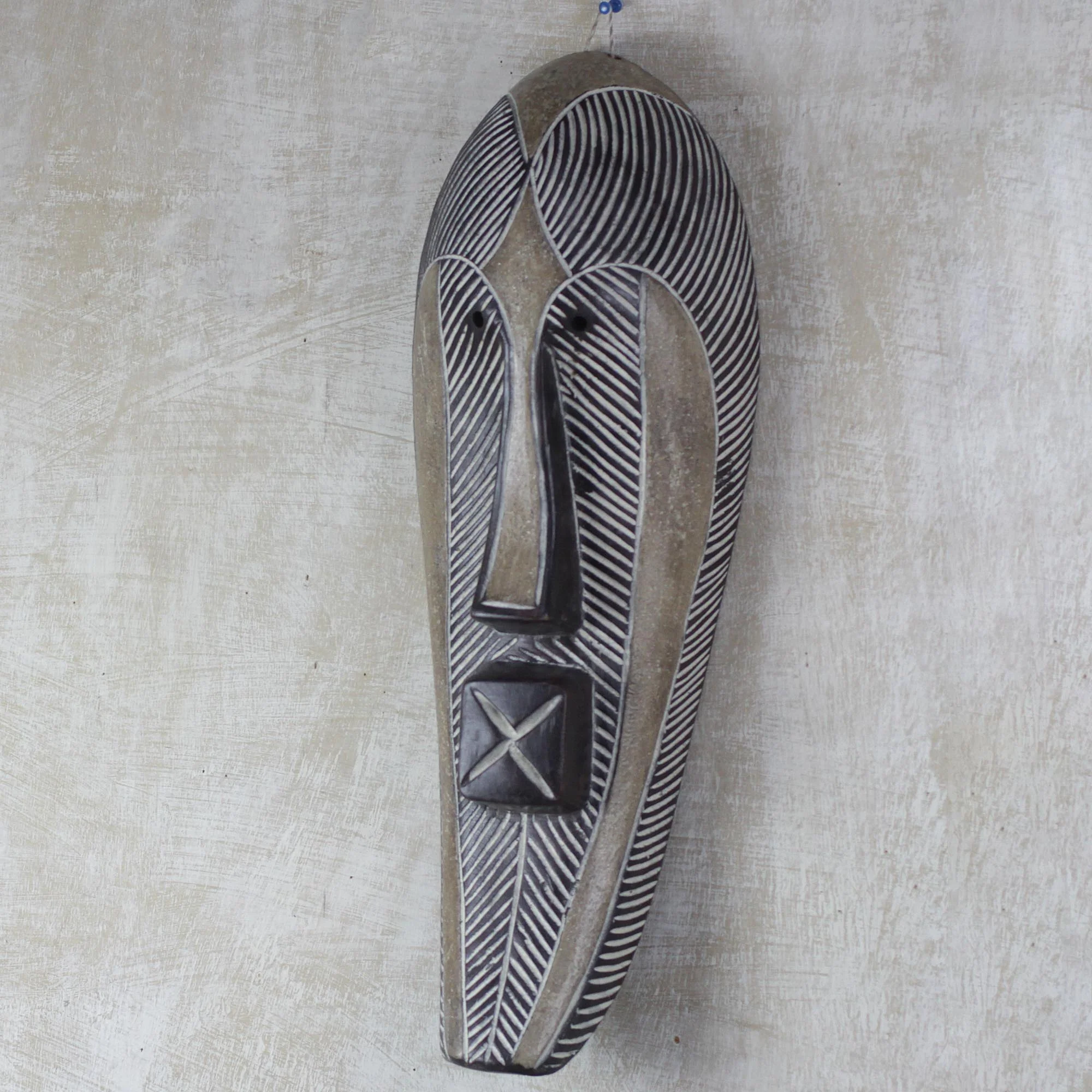 Songye Man Hand-Carved Songye Man African Sese Wood Wall Mask - Image 4
