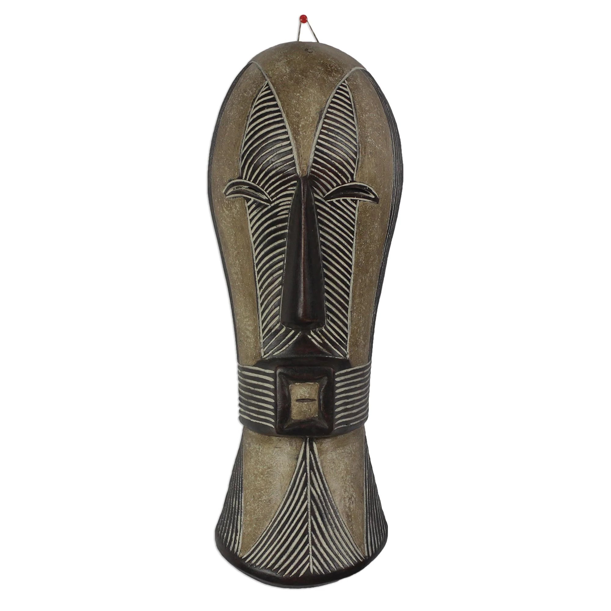 Songye Woman Hand-Carved Songye Woman African Sese Wood Wall Mask - Image 2