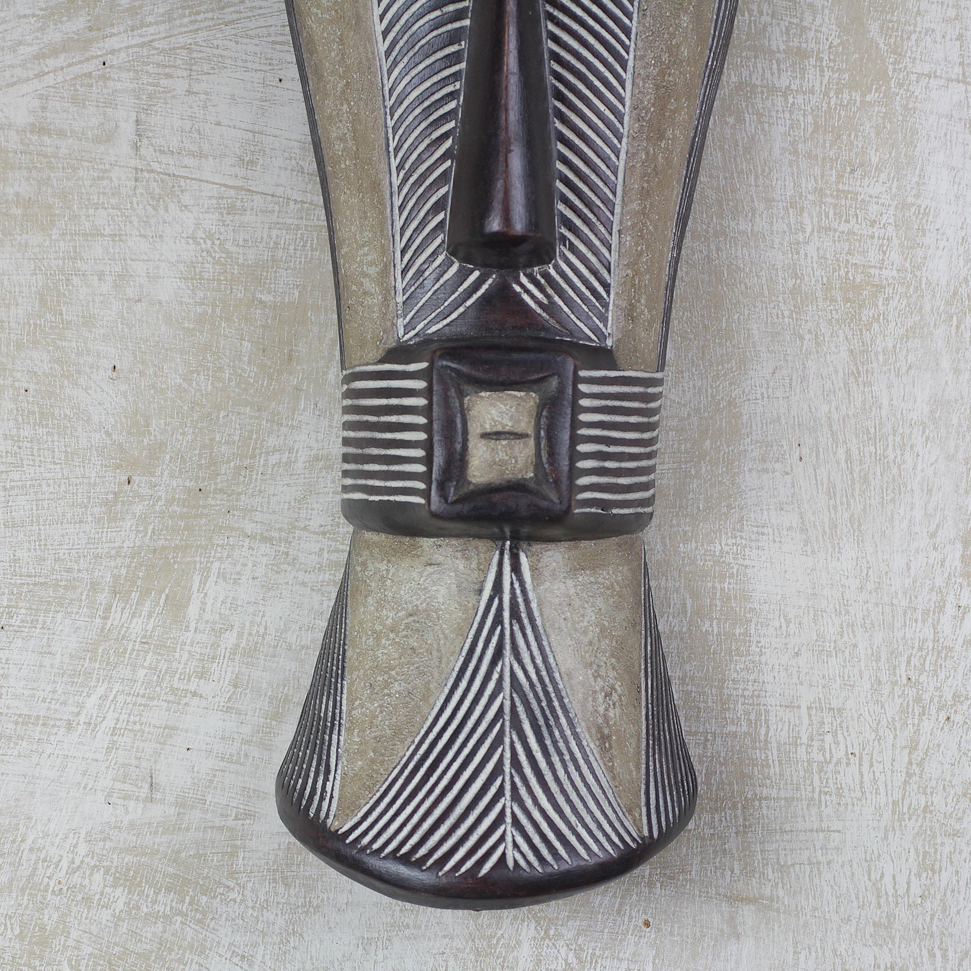 Songye Woman Hand-Carved Songye Woman African Sese Wood Wall Mask - Image 3