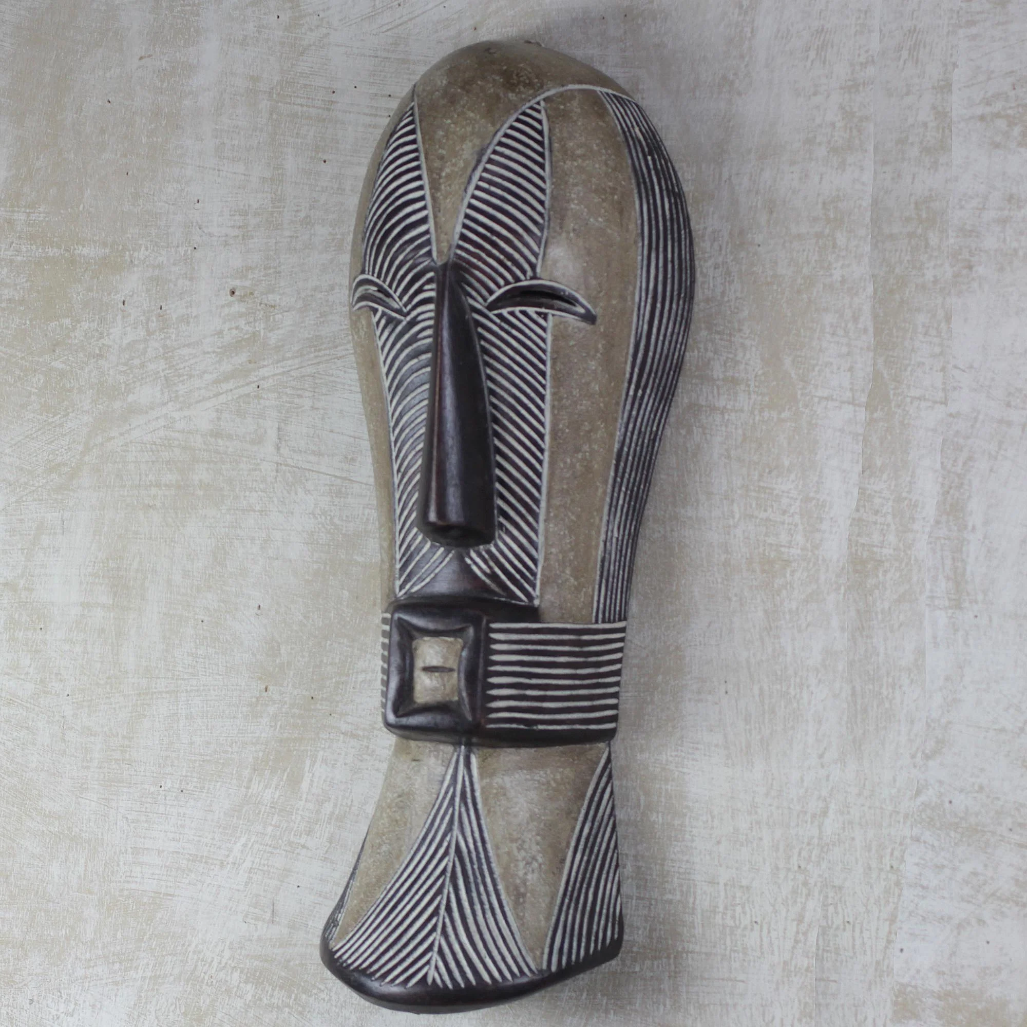Songye Woman Hand-Carved Songye Woman African Sese Wood Wall Mask - Image 4