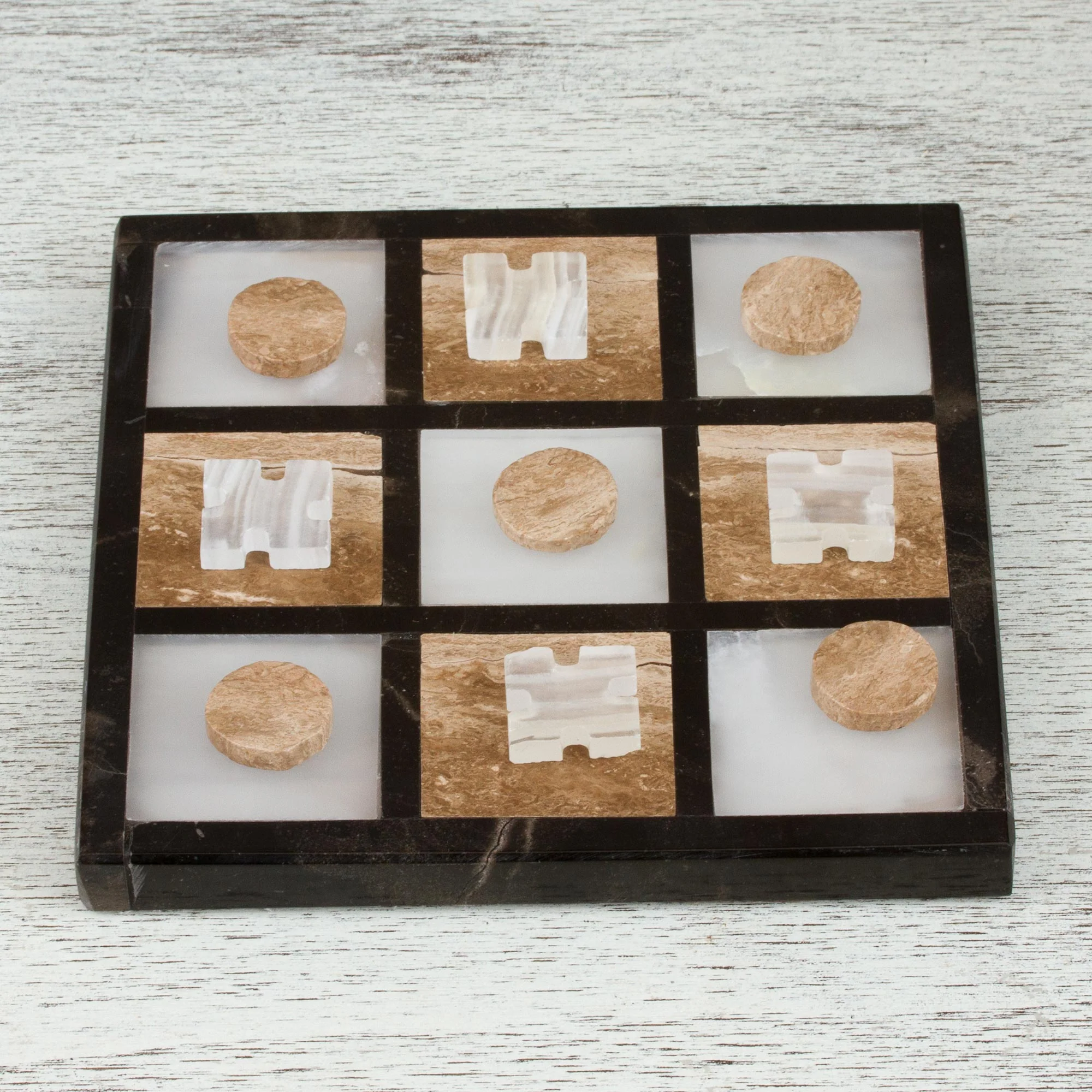 Sophistication and Fun Onyx and Marble Tic-Tac-Toe Set from Mexico - Image 4