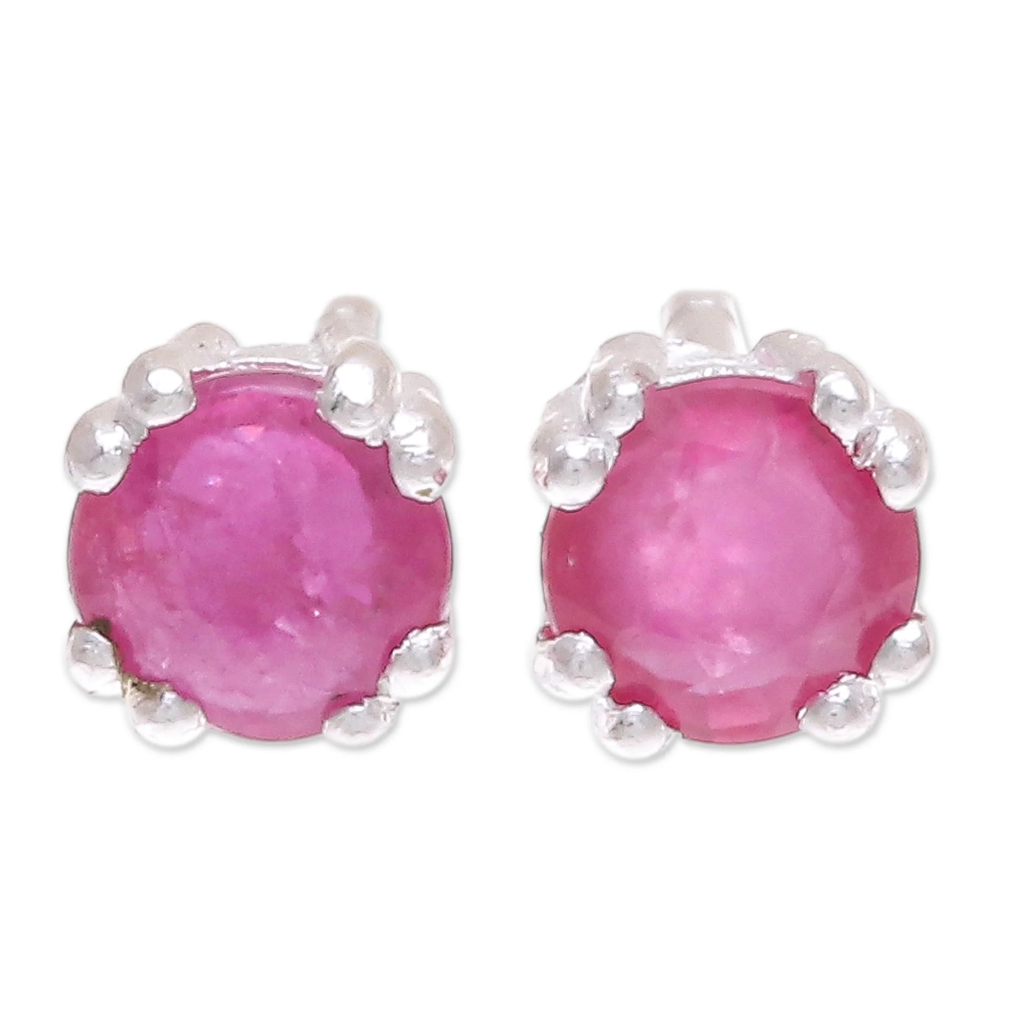 Sparkling Gems Faceted Ruby Stud Earrings from Thailand - Image 4