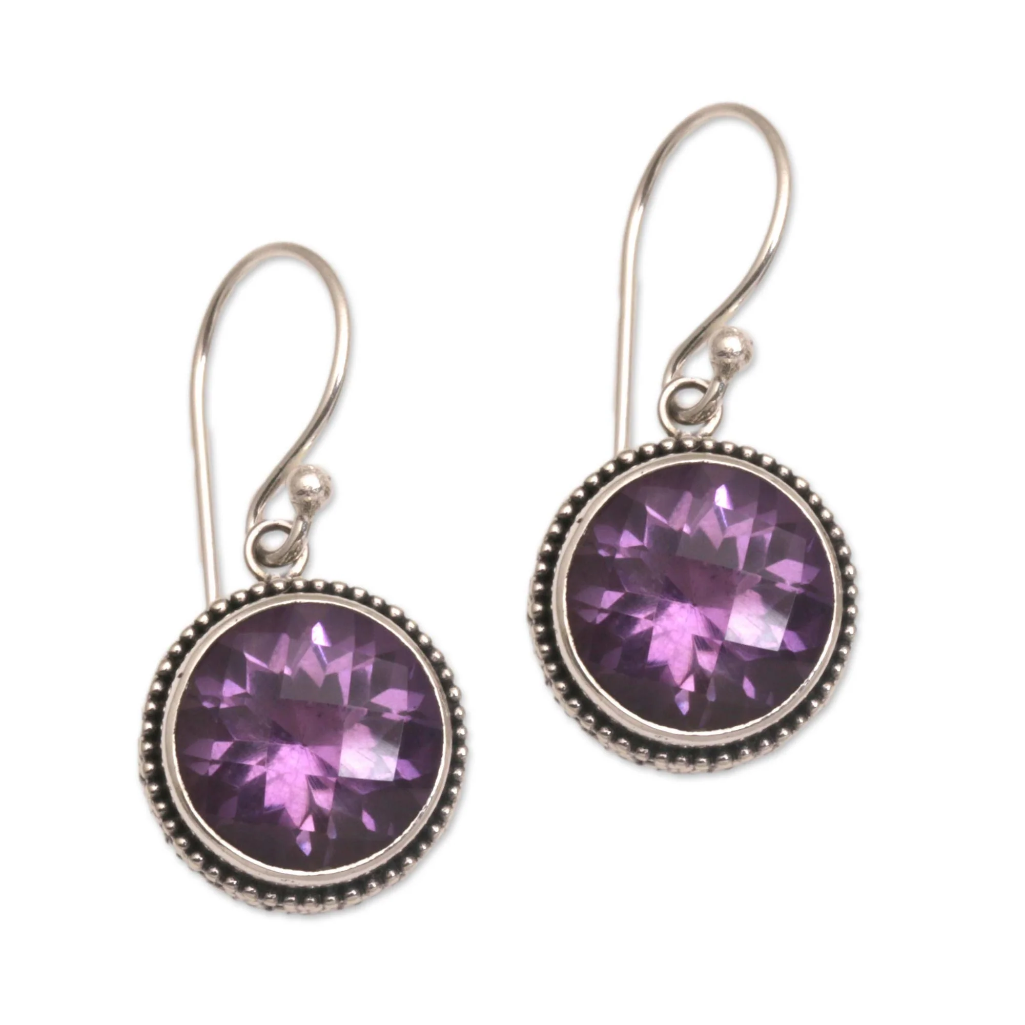 Sparkling Haven Handcrafted Amethyst and Sterling Silver Dangle Earrings - Image 2