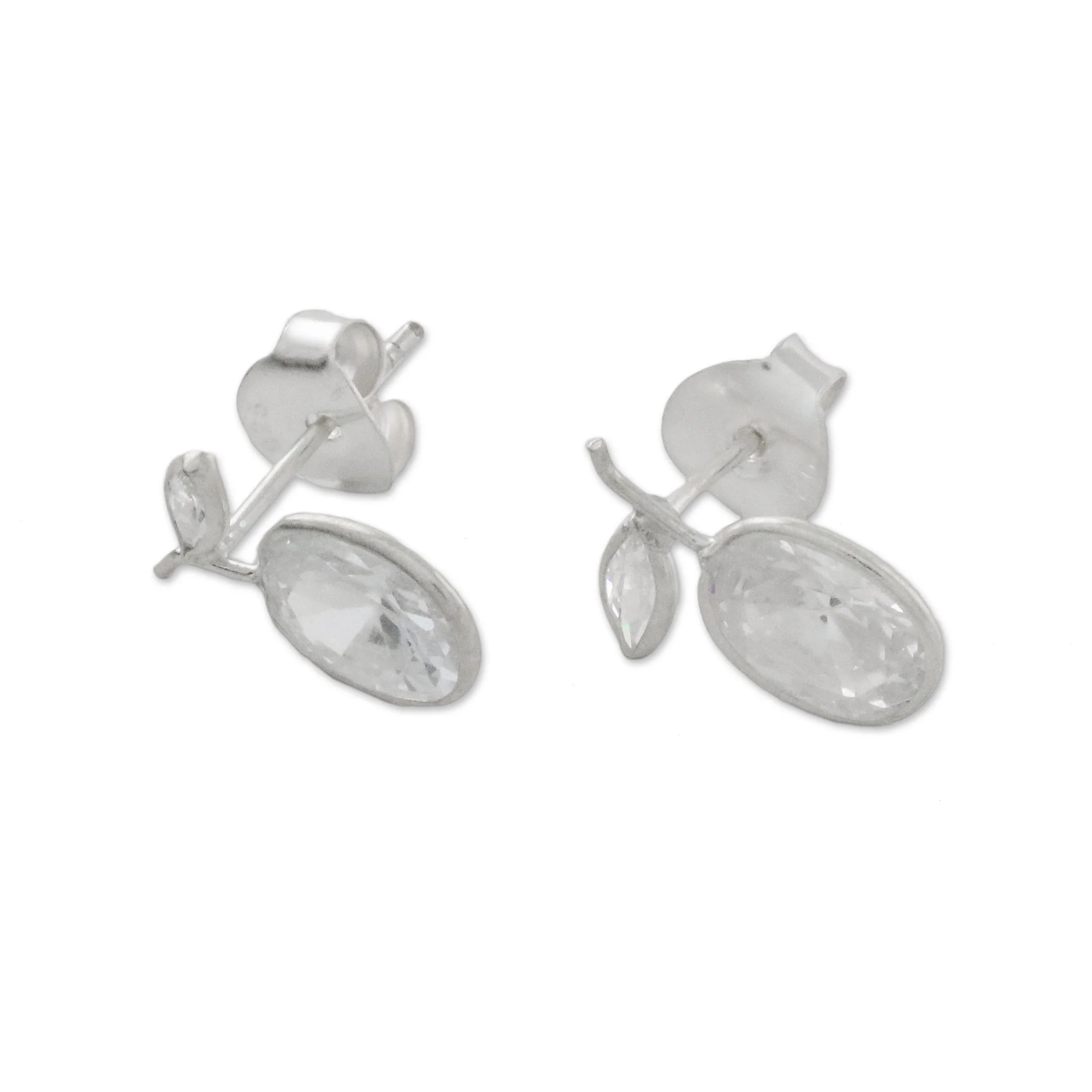 Sparkling Pears Sparkling Quartz Stud Earrings from Thailand - Image 4