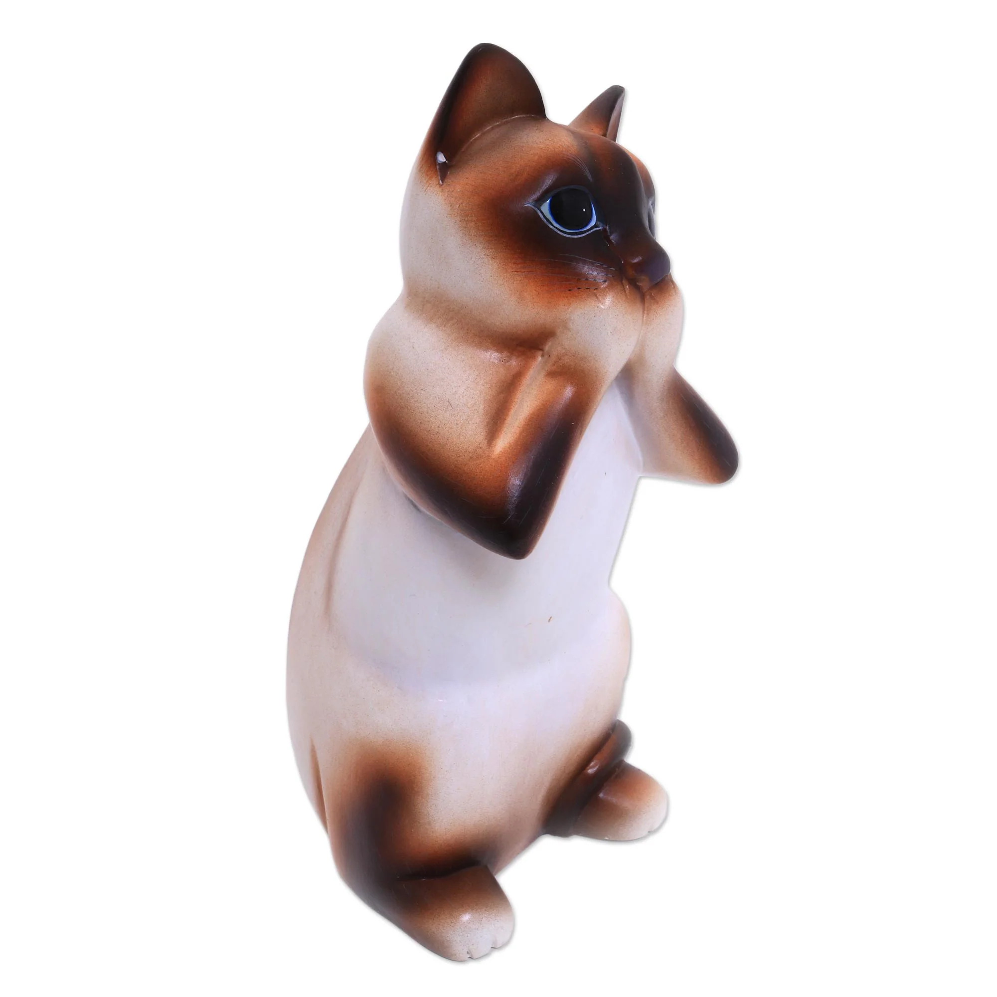 Speak No Evil Siamese Cat Original Hand Carved Wood Sculpture - Image 5