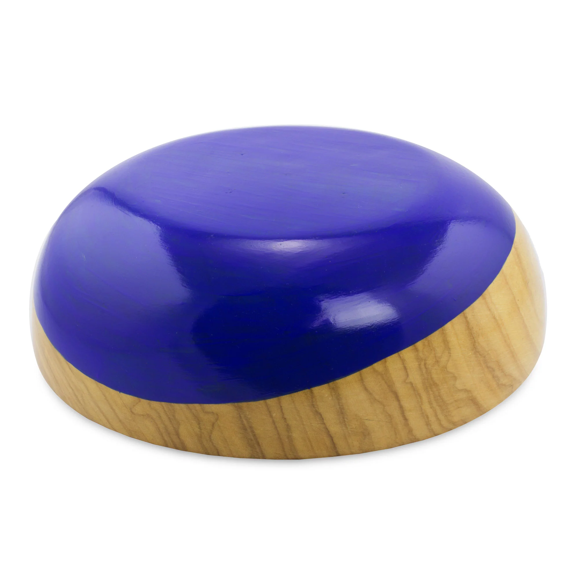 Spicy Blue Dip Painted Hand Carved Wood Bowl (large) - Image 5