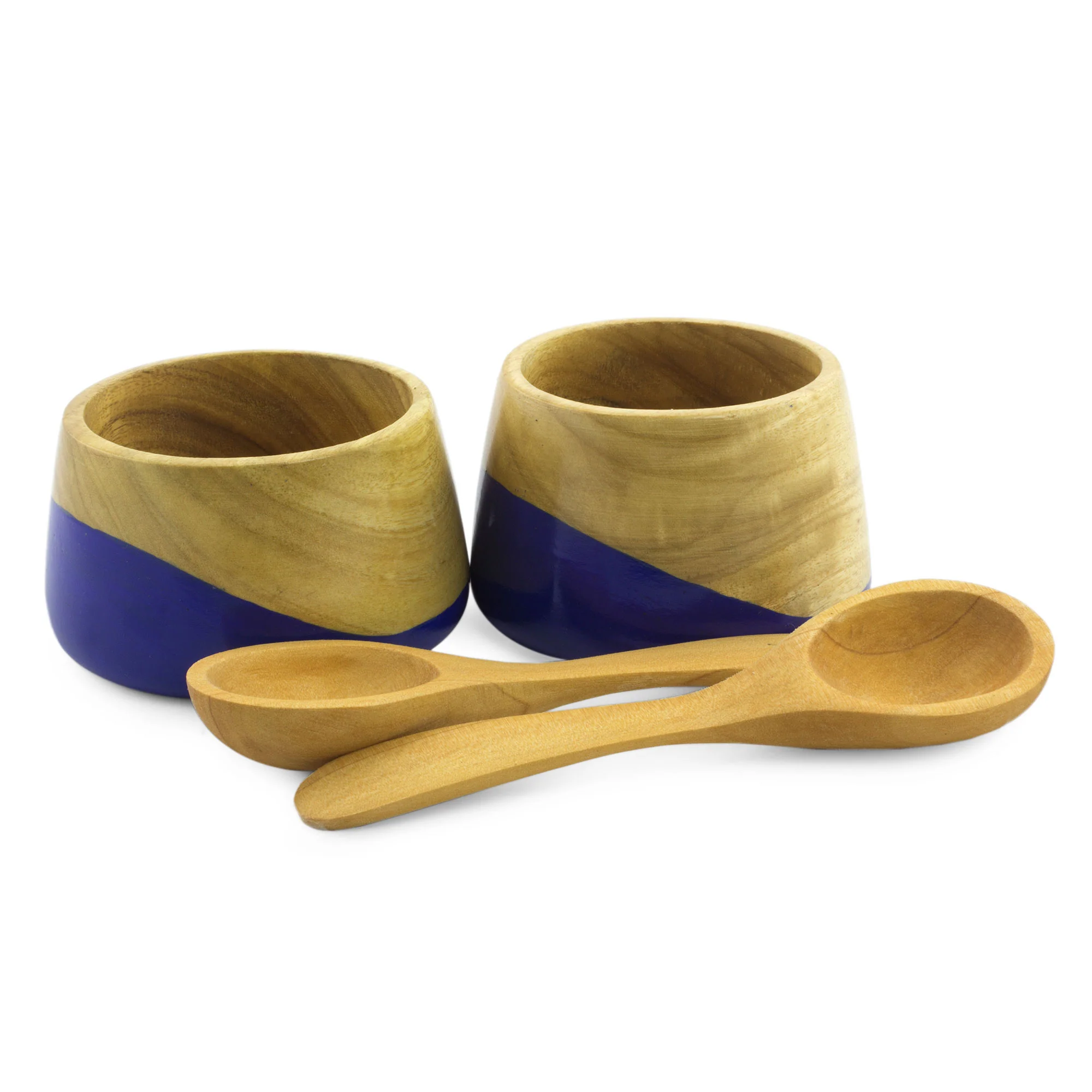 Spicy Blue Salsa Bowls and Spoons Hand Crafted (pair) - Image 4