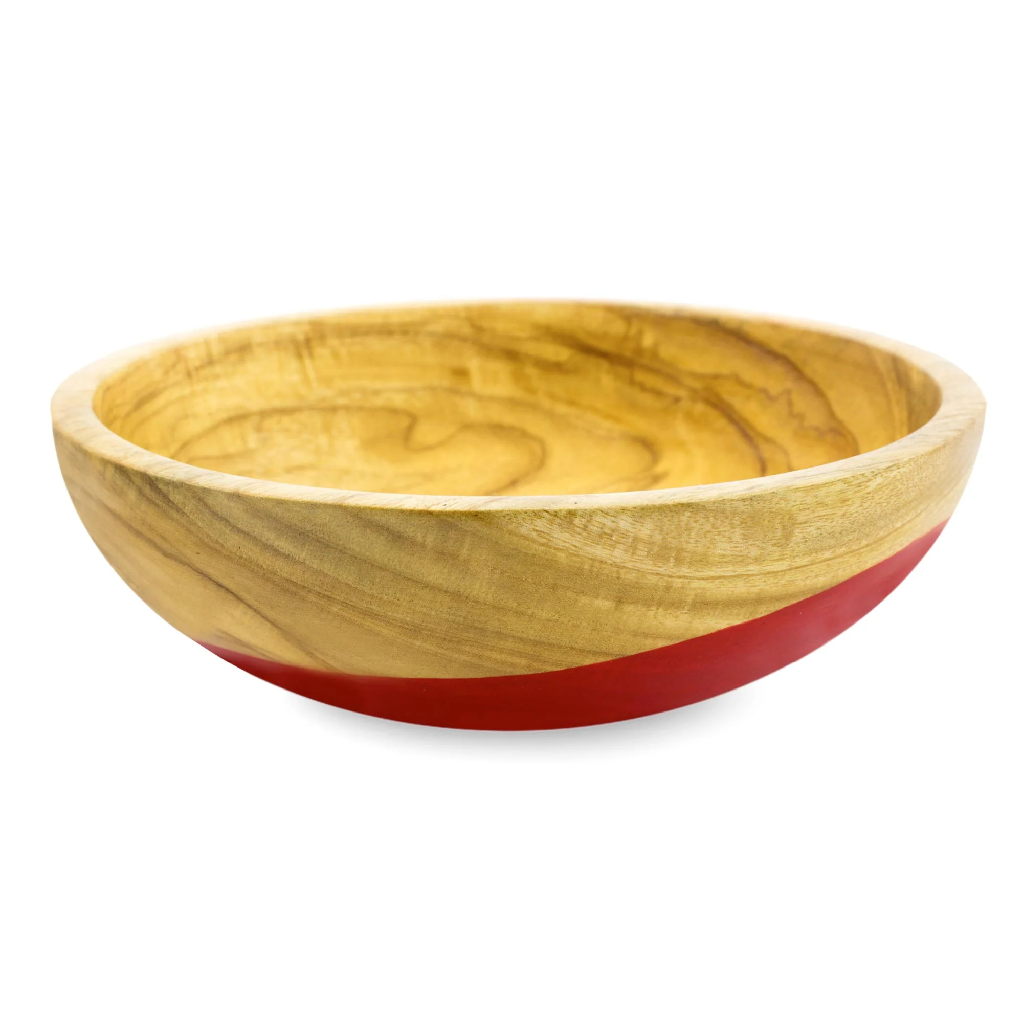 Spicy Red Dip Painted Hand Carved Wood Bowl (Medium) - Image 2