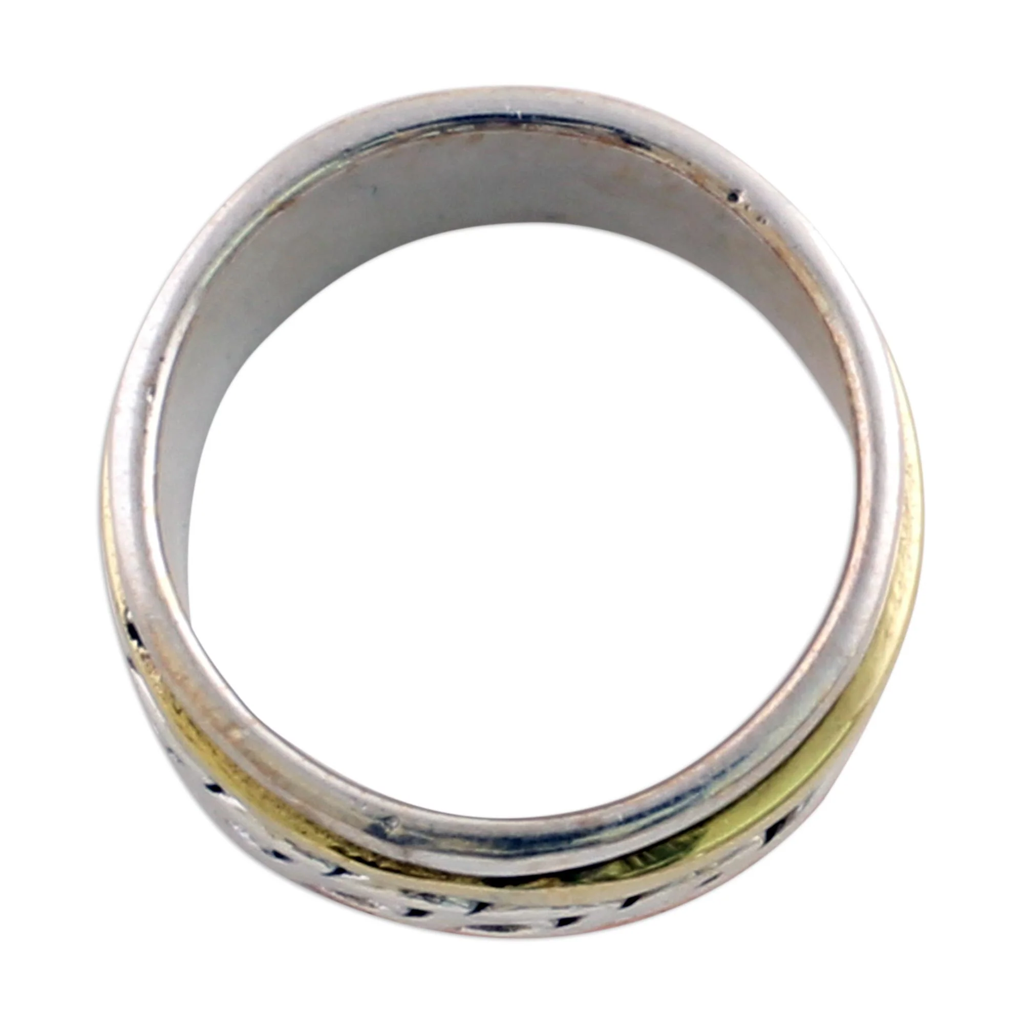 Spinning Braid Mixed Metal Meditation Spinner Ring - Image 4