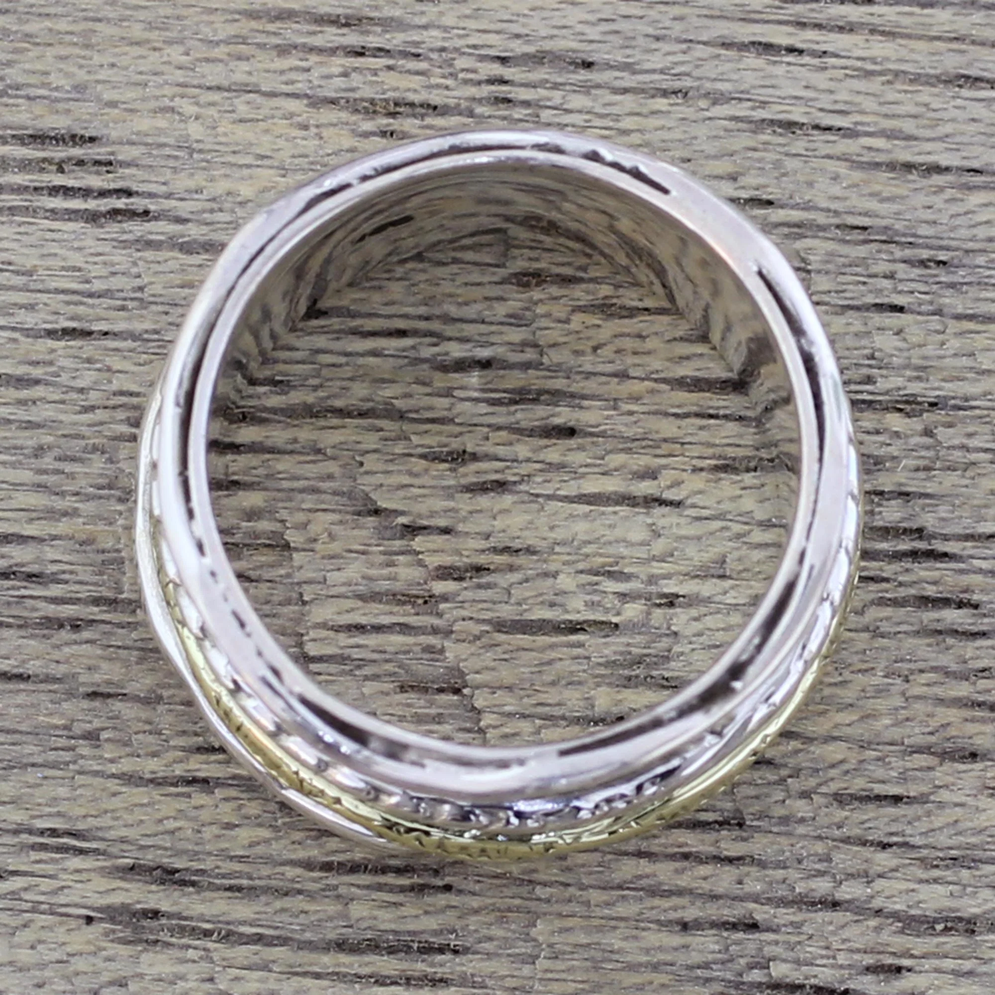 Spinning Grace Silver & Brass Meditation Ring - Image 2