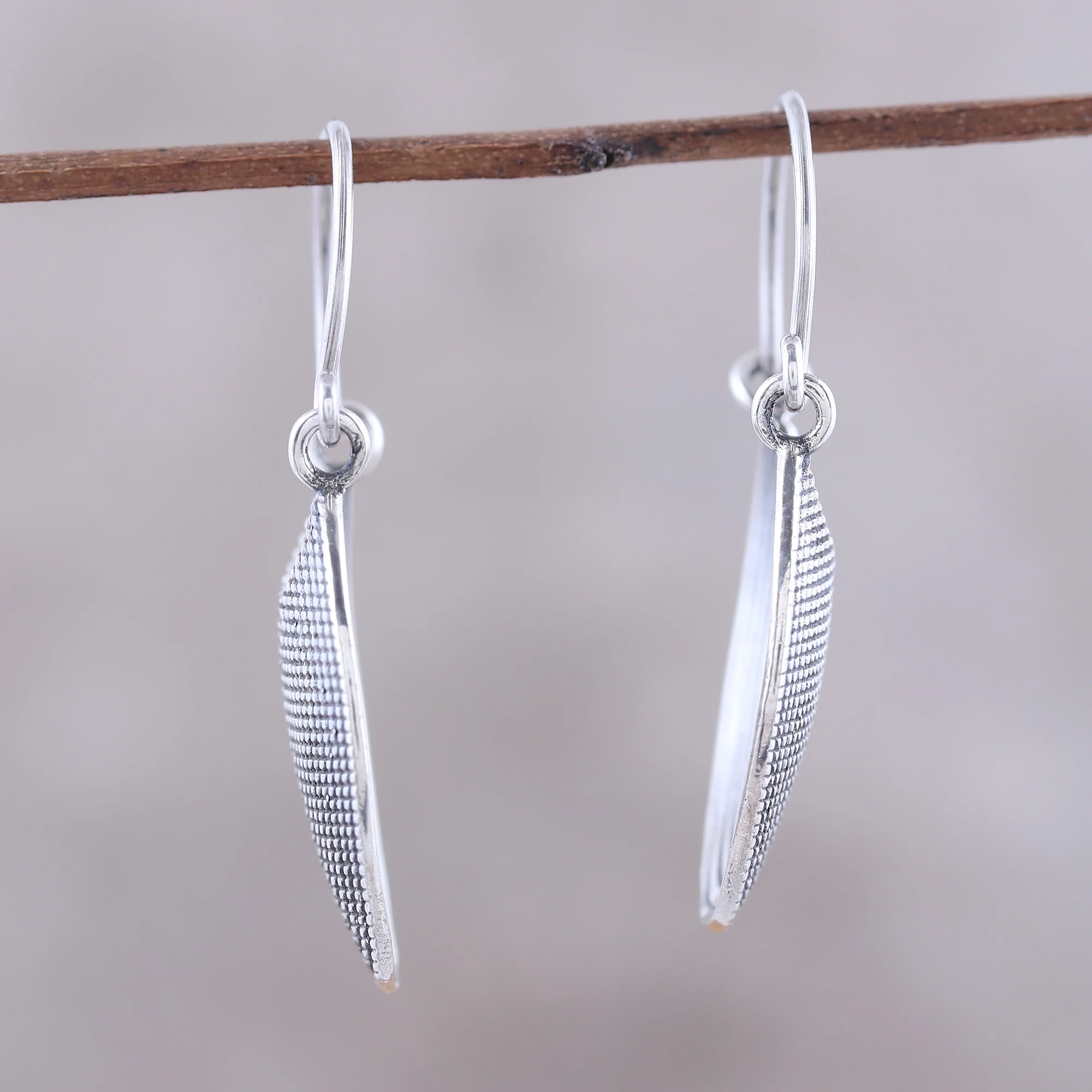 Spiral Delight Spiral Motif Sterling Silver Drop Earrings from India - Image 4