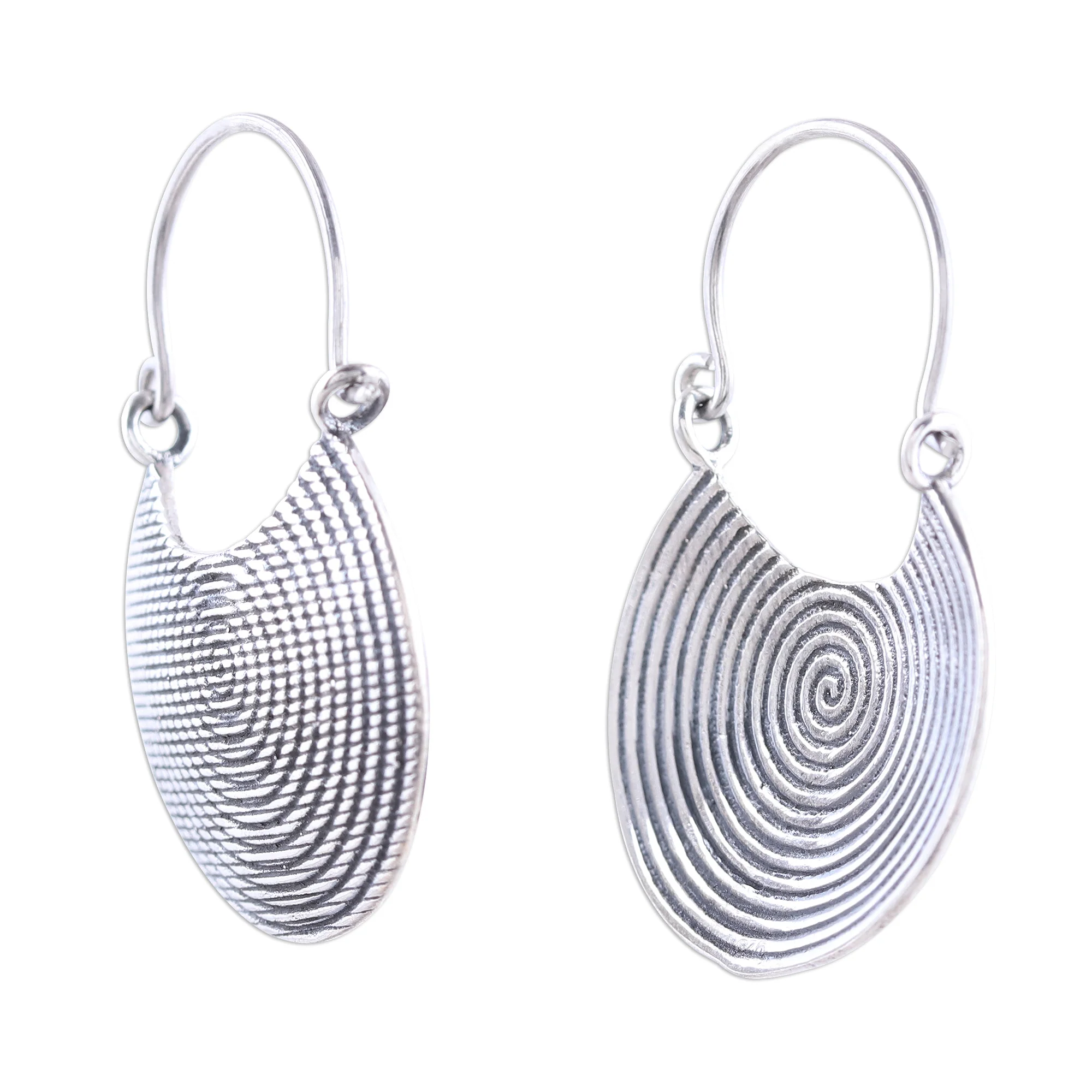 Spiral Delight Spiral Motif Sterling Silver Drop Earrings from India - Image 5
