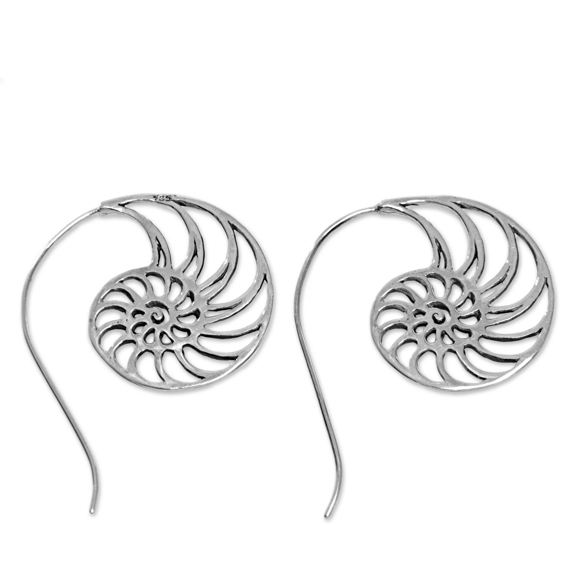 Spiral Nautilus Shell Drop Earrings - Image 2