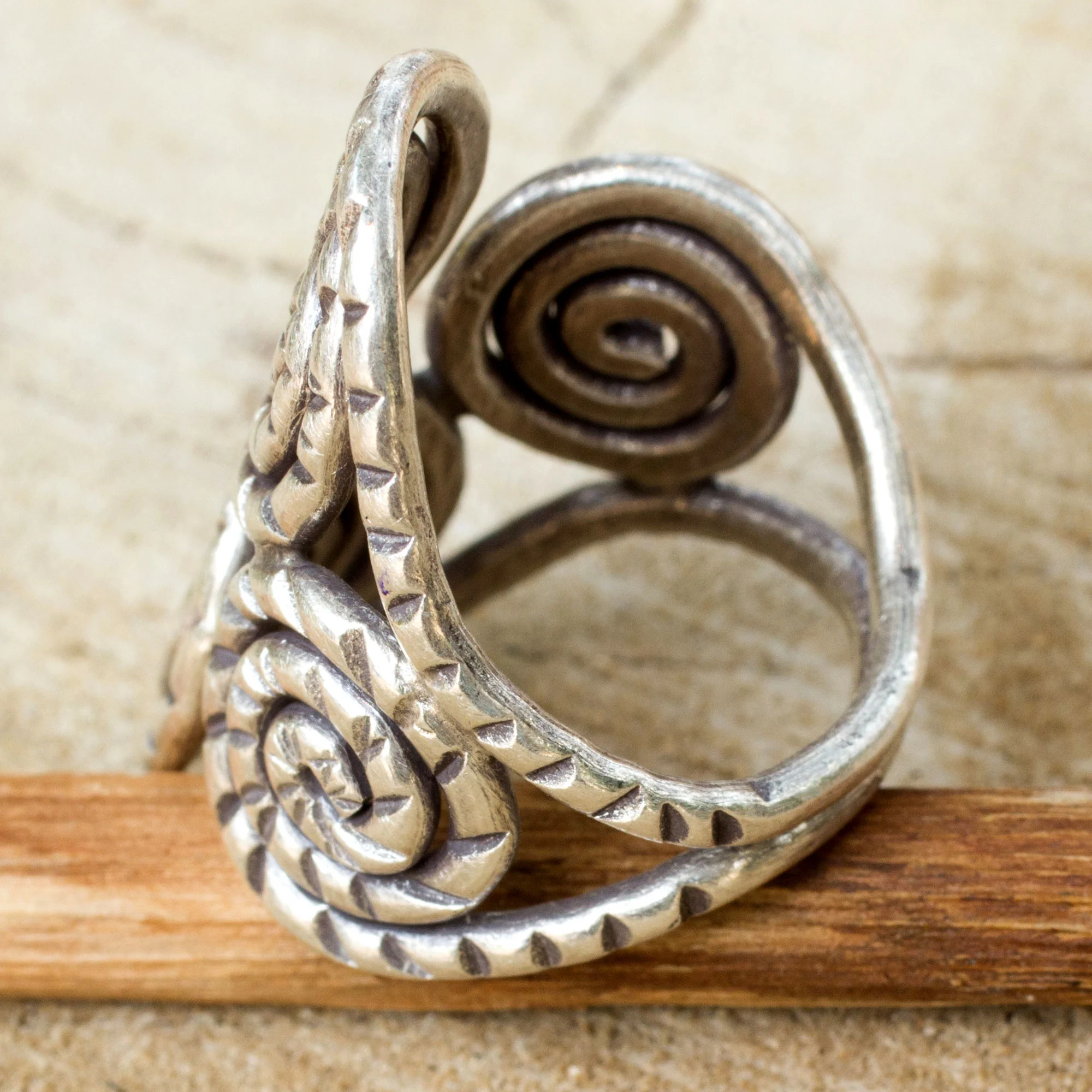 Spiral of Love Fair Trade Sterling Silver Wrap Ring - Image 4