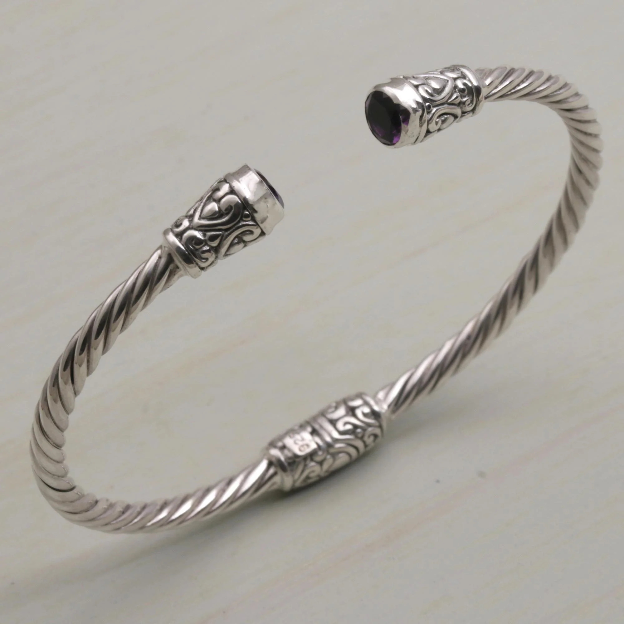 Spiral Temple Hinged Cuff Bracelet - Image 2