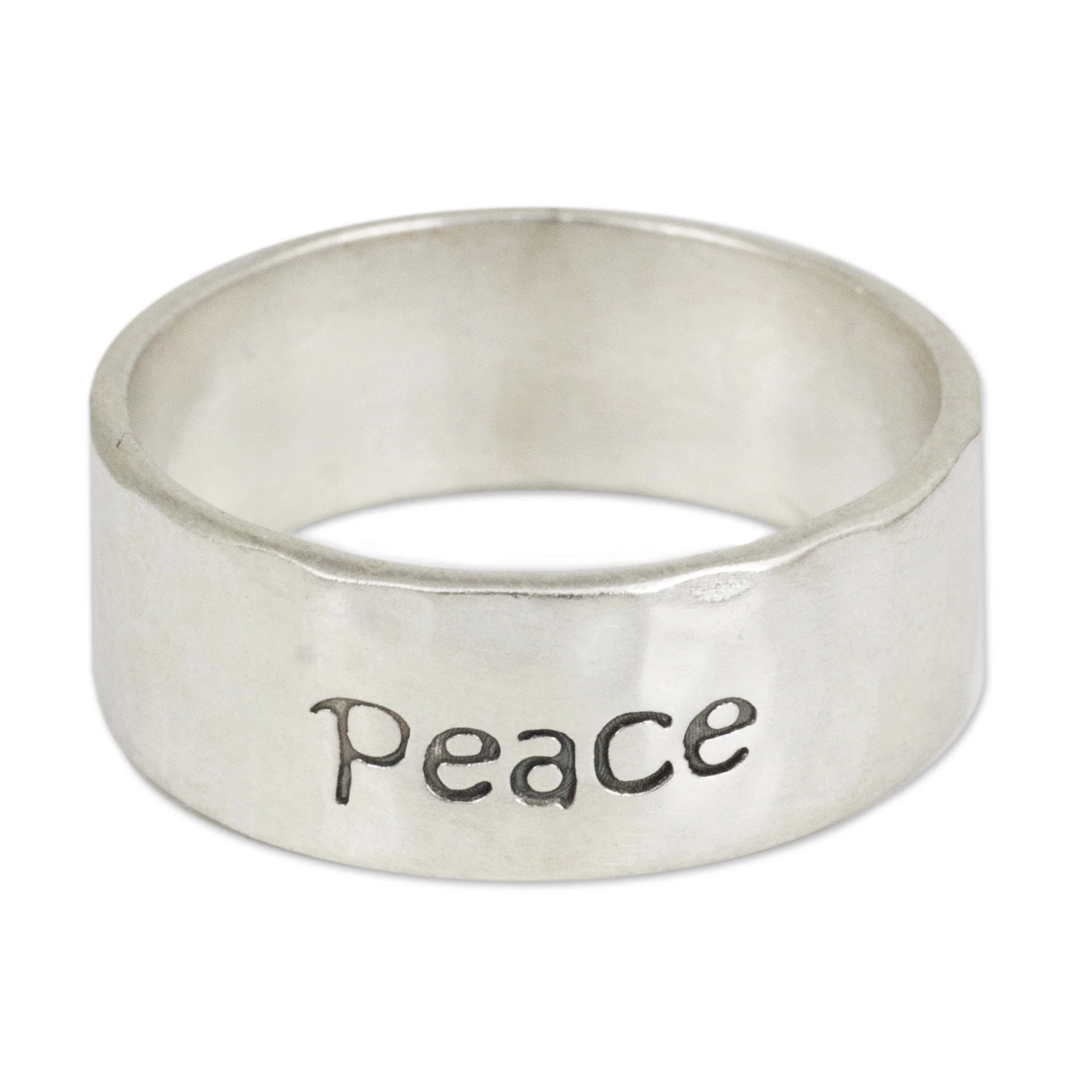 Spirit of Peace Handcrafted Sterling Silver Band Ring - Image 2