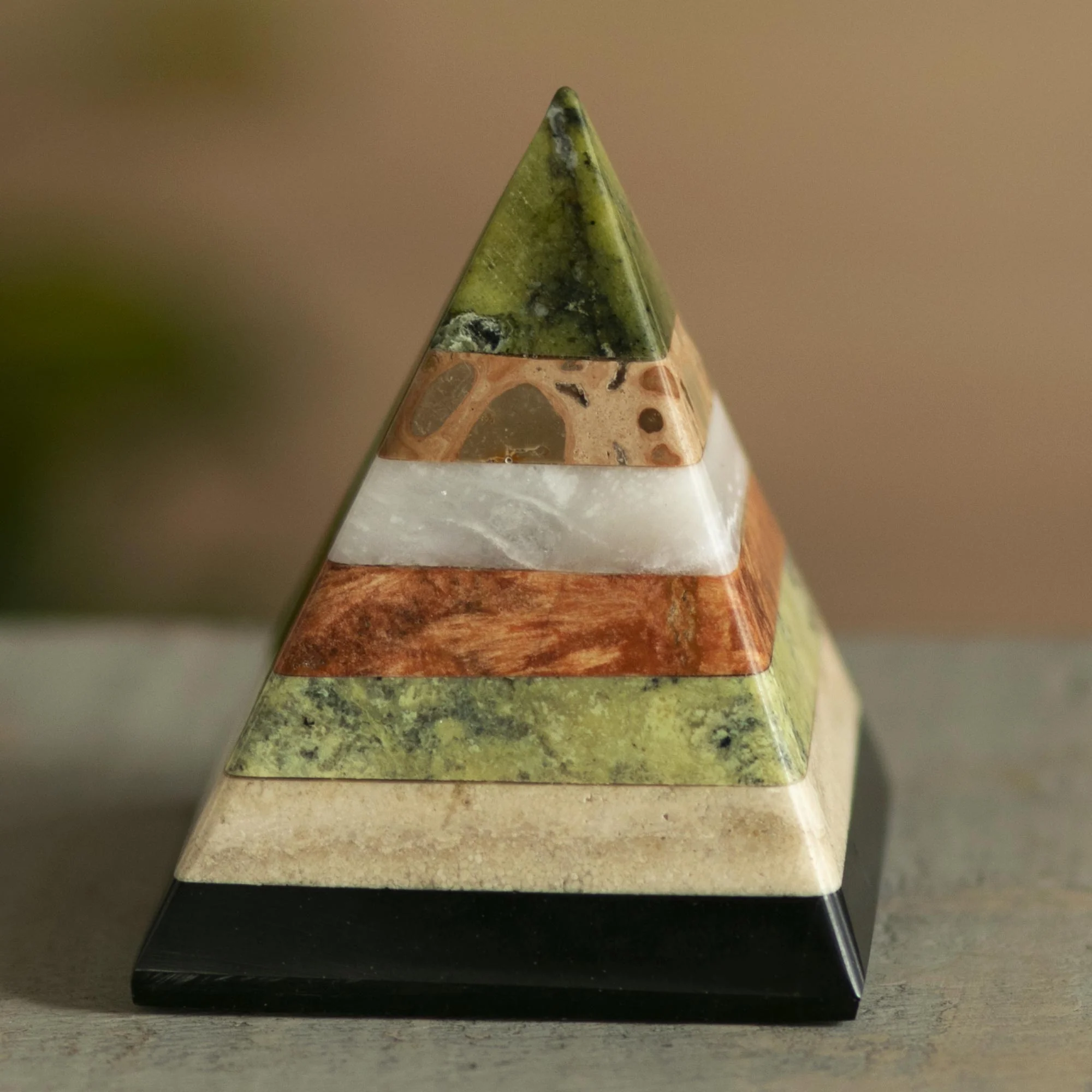 Spirit Pyramid Layered Gemstone Pyramid Sculpture from Peru - Image 3