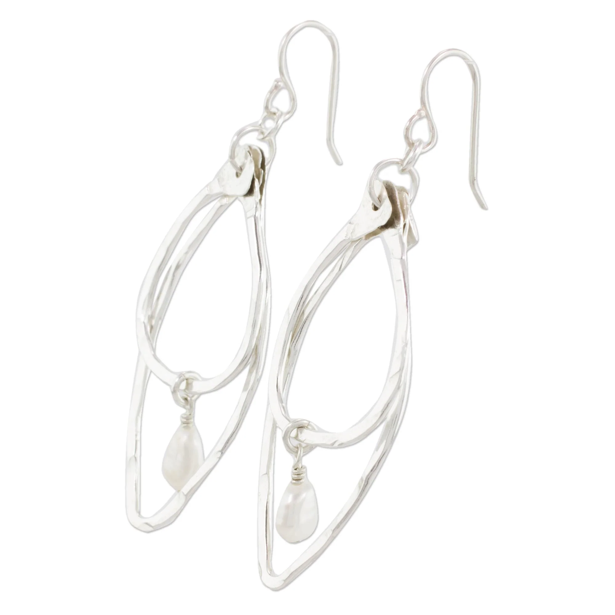 Splendor and Brilliance Fine Silver and Cultured Pearl Earrings from Guatemala - Image 4