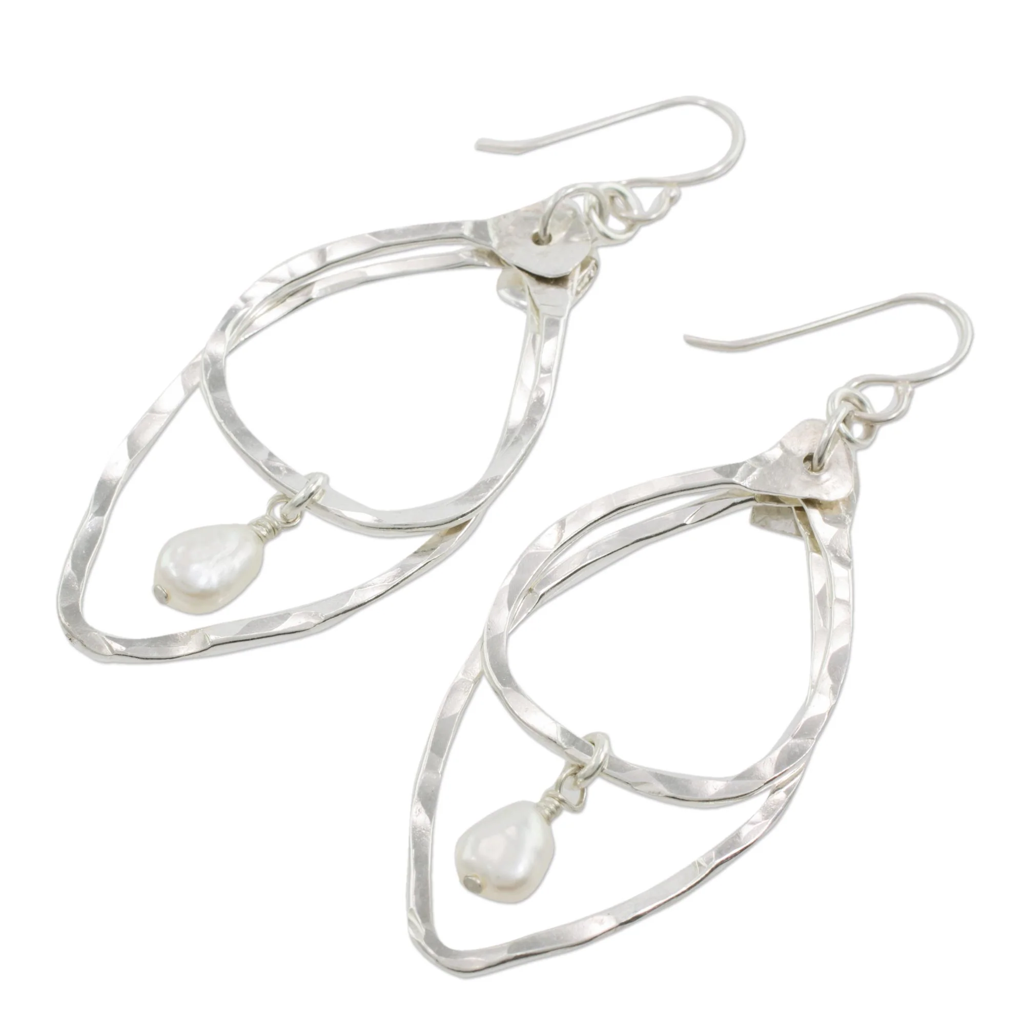 Splendor and Brilliance Fine Silver and Cultured Pearl Earrings from Guatemala - Image 5