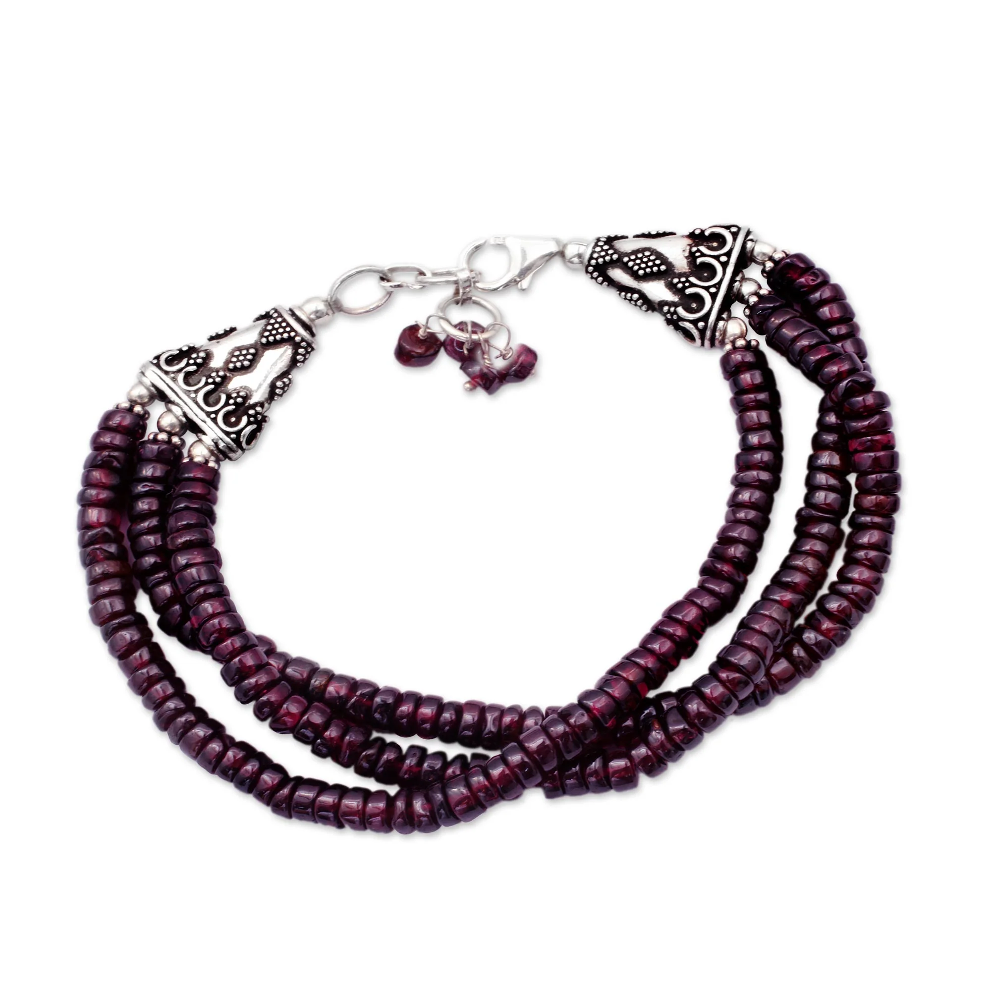Splendor of India Unique Beaded Garnet Bracelet from India - Image 3