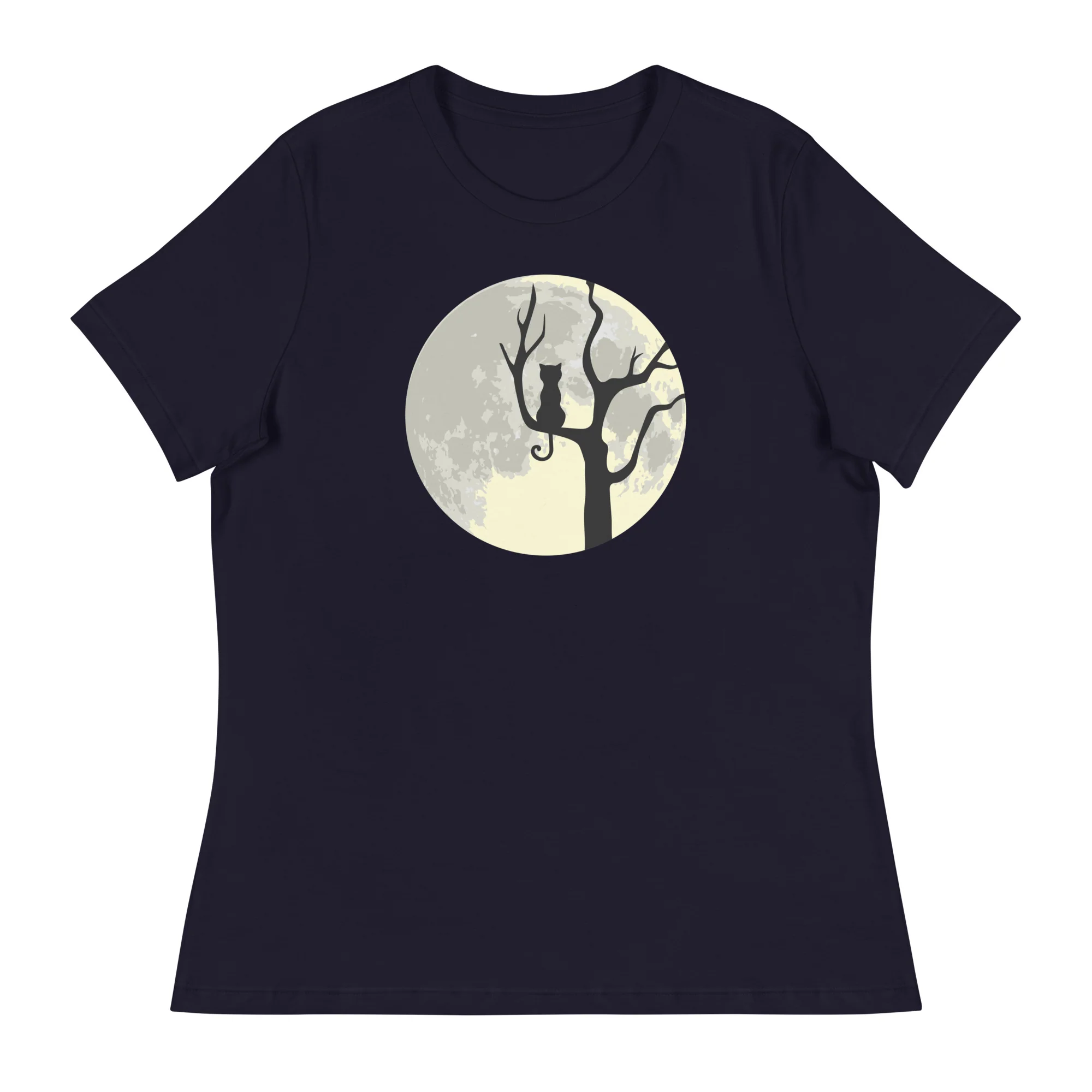 Spooky Tree & Cat Women's Relaxed T-Shirt - Image 3