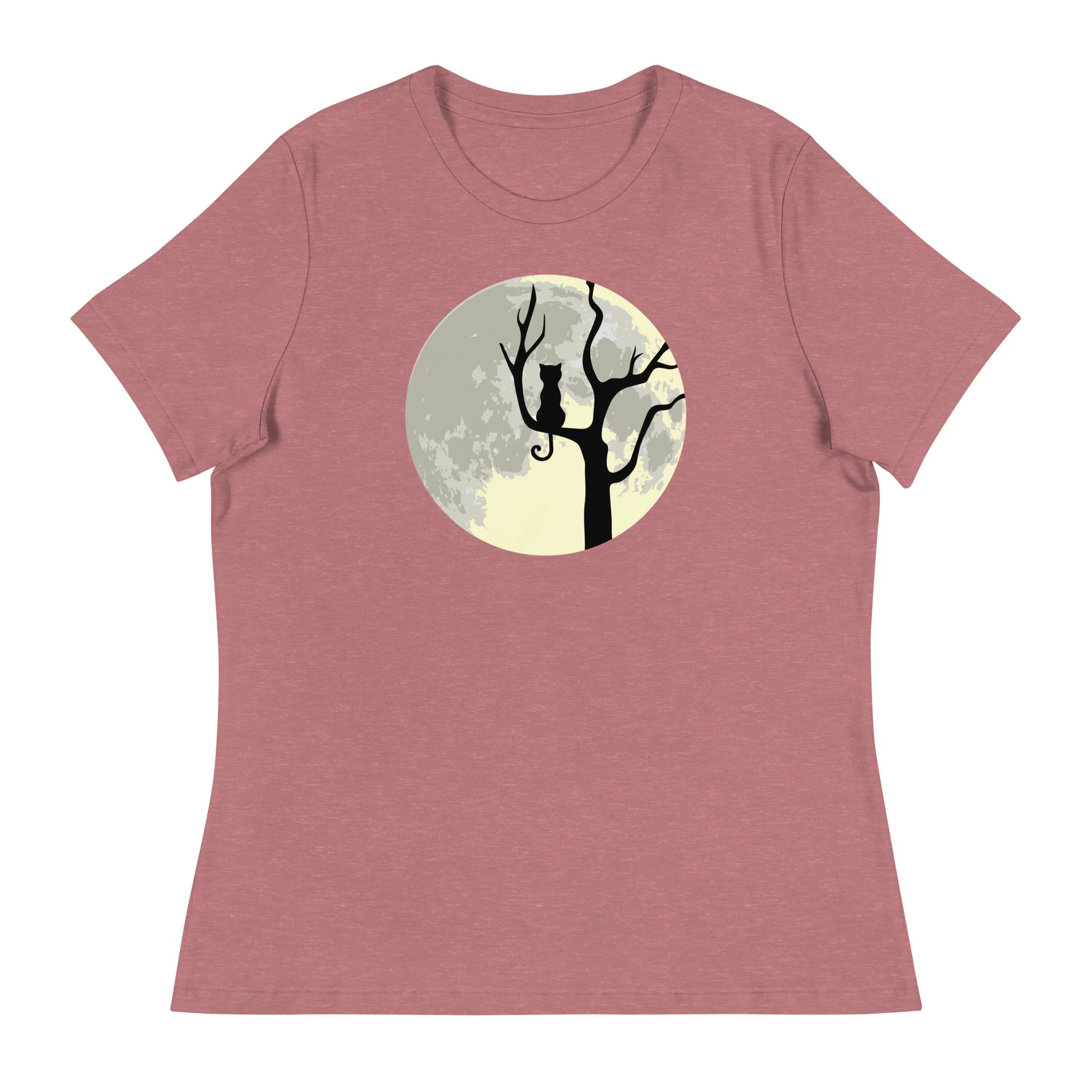 Spooky Tree & Cat Women's Relaxed T-Shirt - Image 5