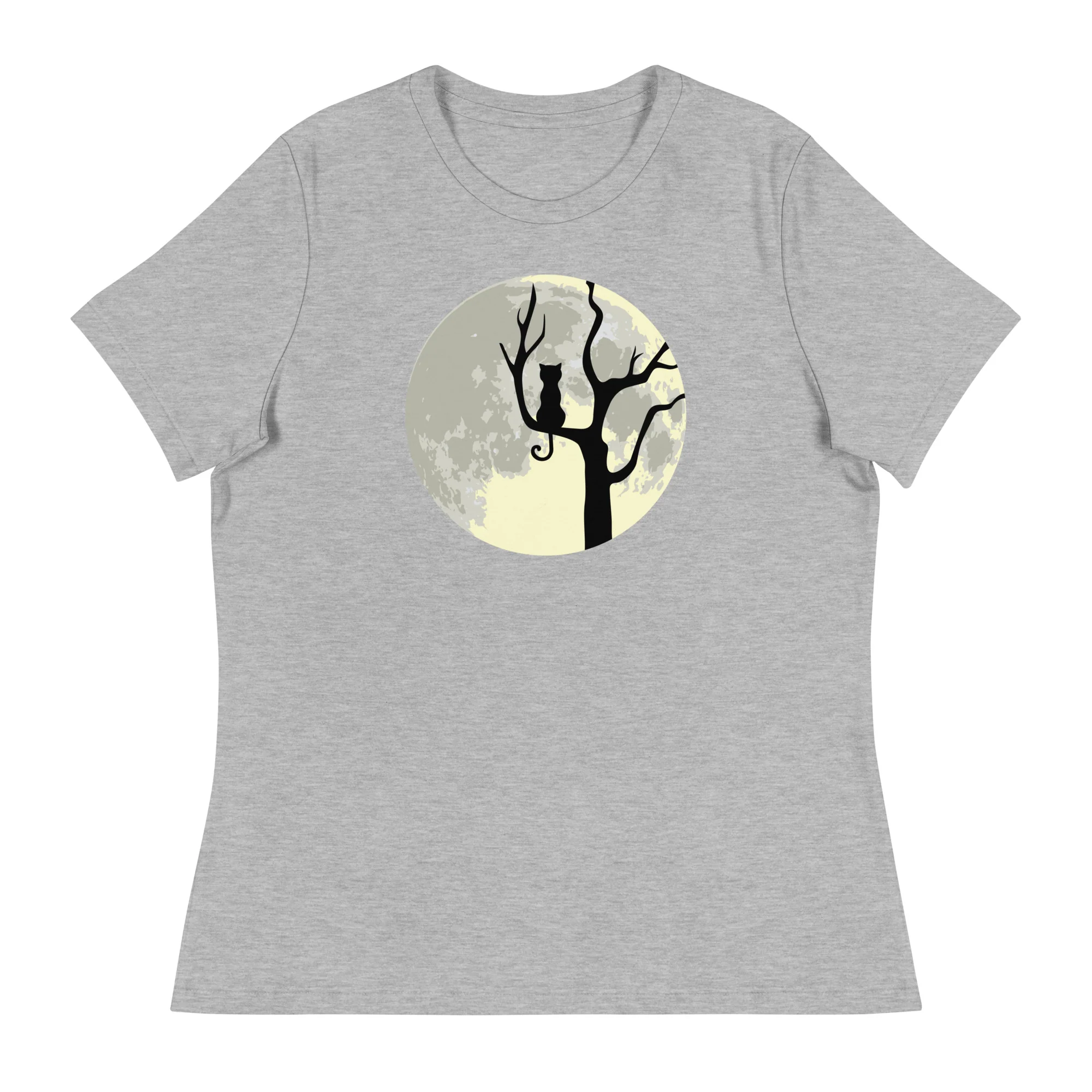 Spooky Tree & Cat Women's Relaxed T-Shirt - Image 6