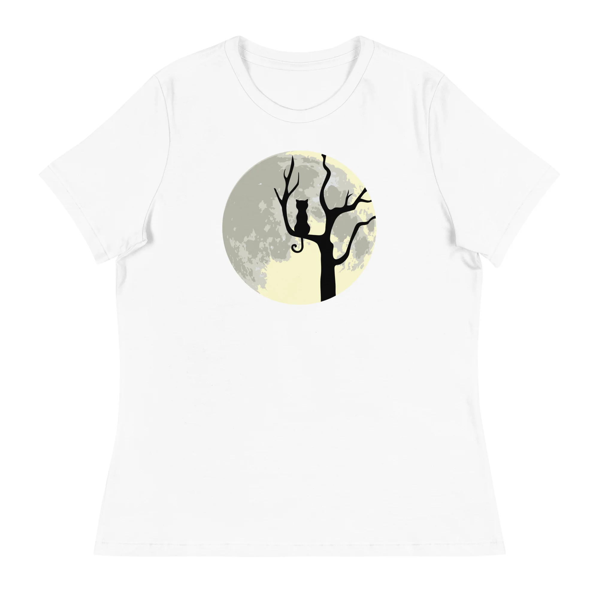 Spooky Tree & Cat Women's Relaxed T-Shirt - Image 8
