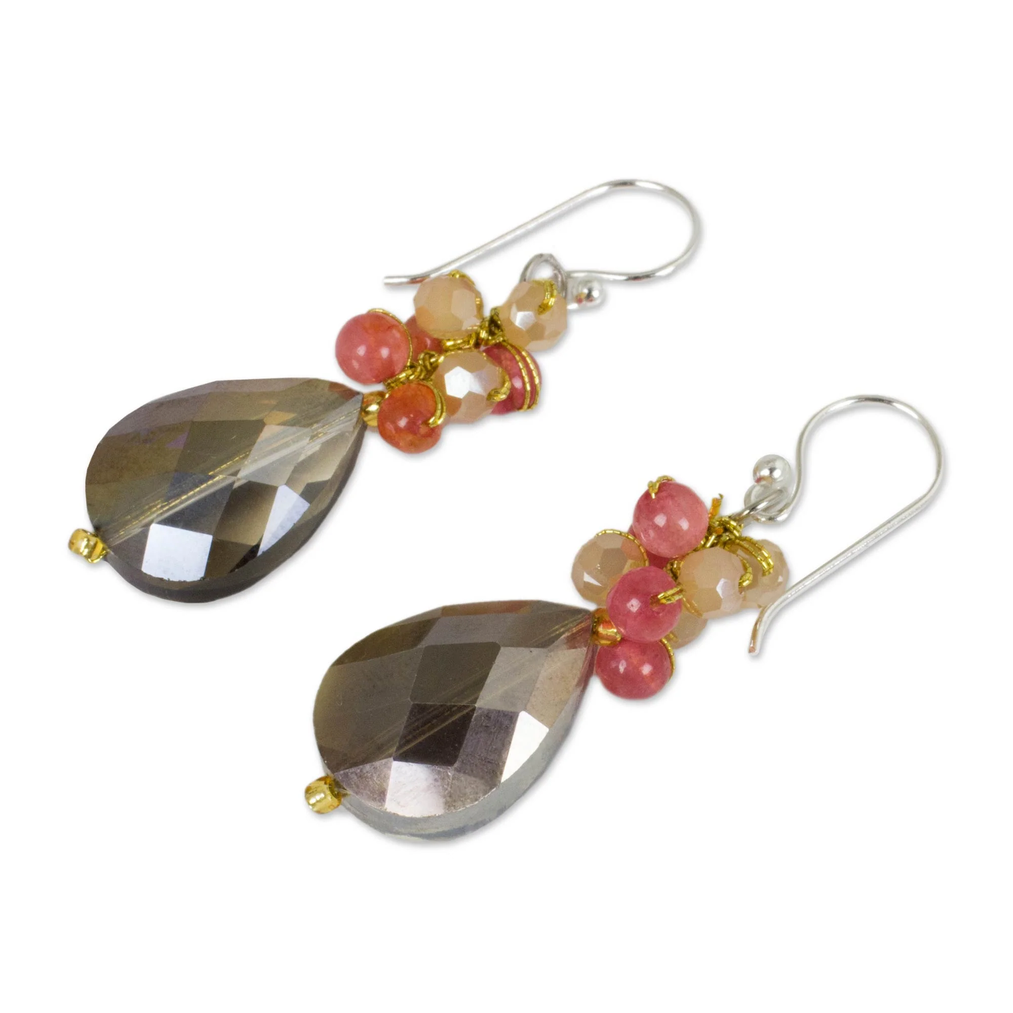 Spring Garden Quarts & Silver Plated Earrings - Image 2
