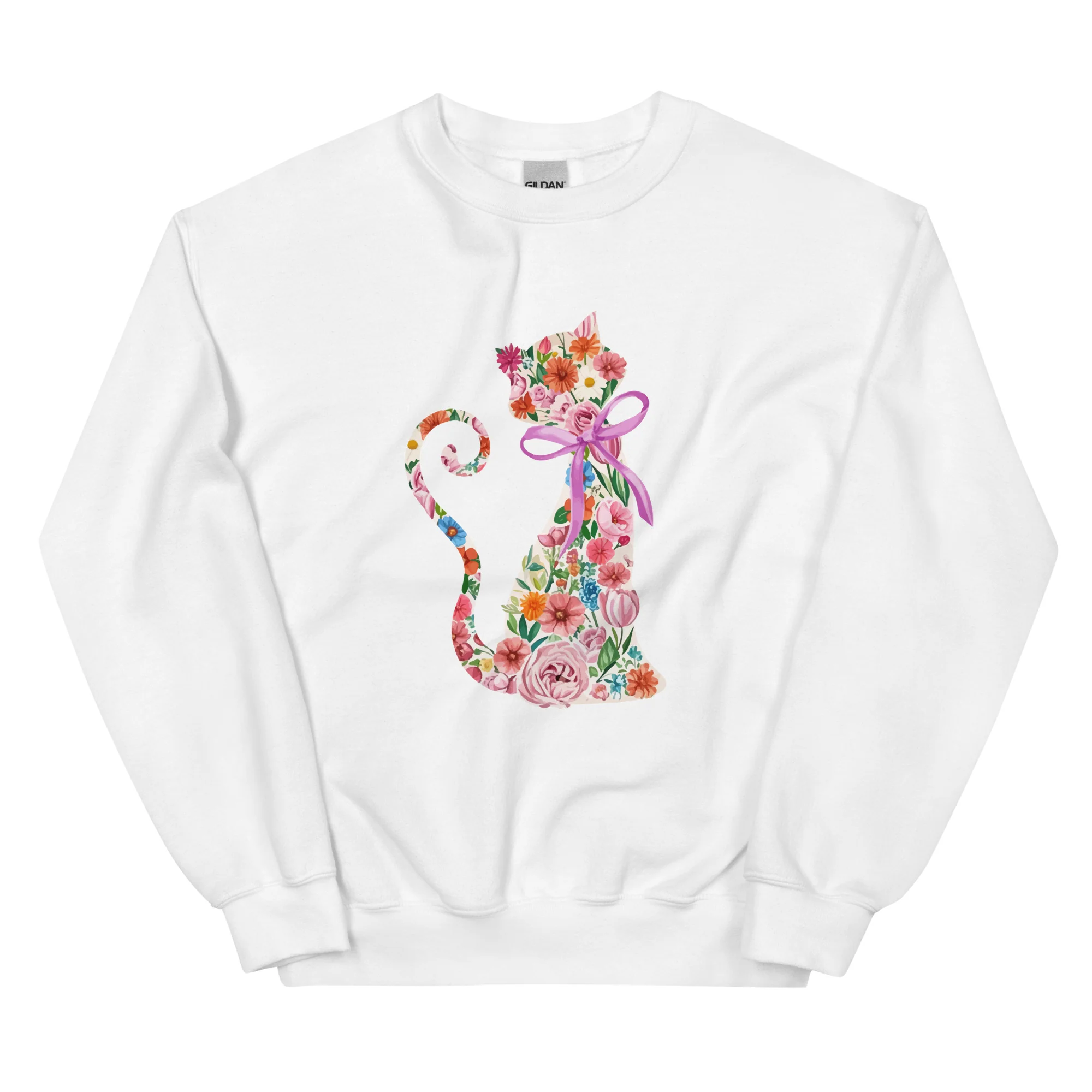 Springtime Flower Cat Crewneck Sweatshirt