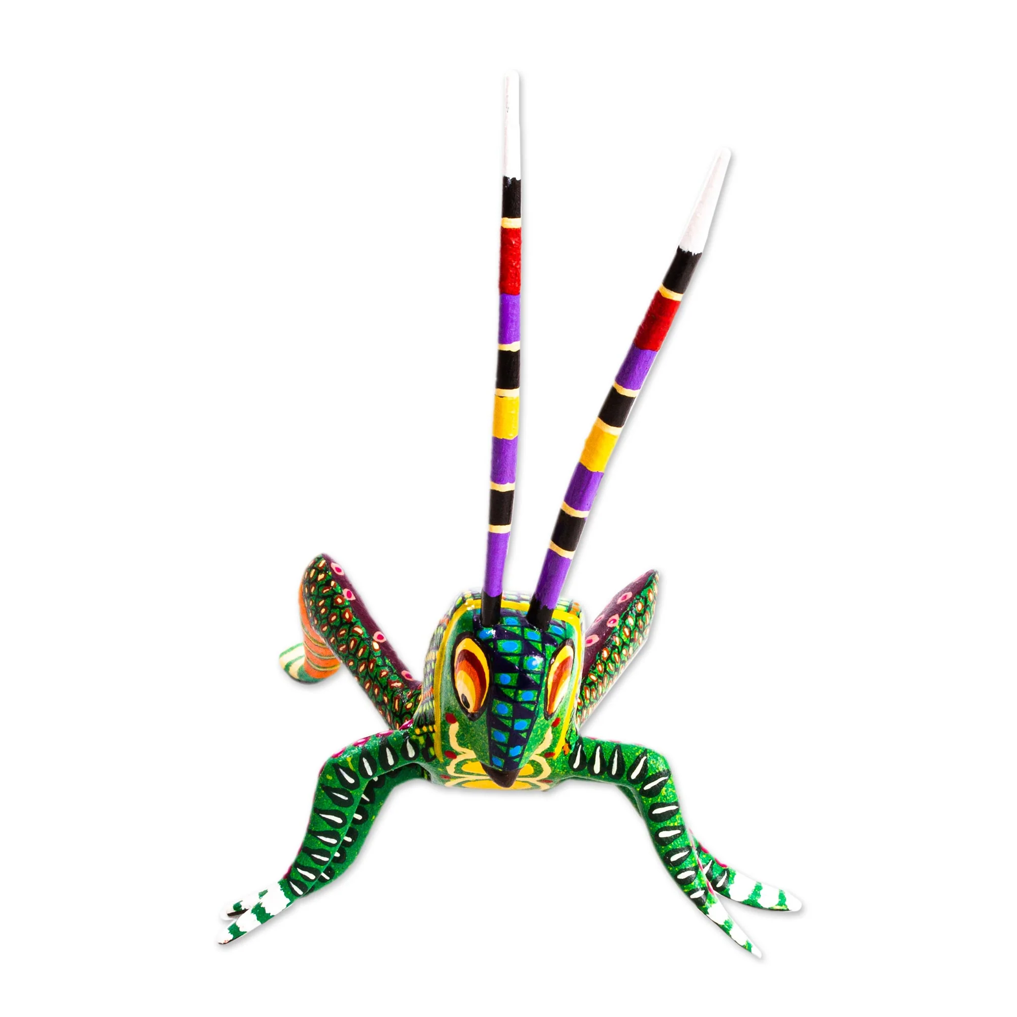 Spry Grasshopper Hand Crafted Grasshopper Alebrije Figurine - Image 4