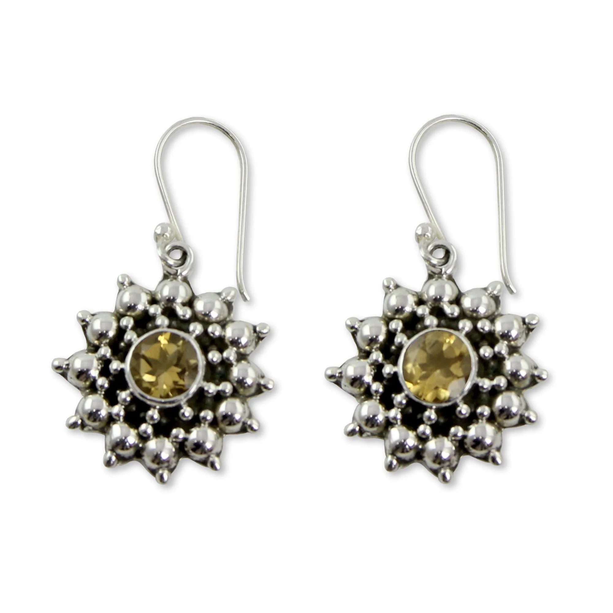 Star Citrine & Silver Dangle Earrings - Image 2