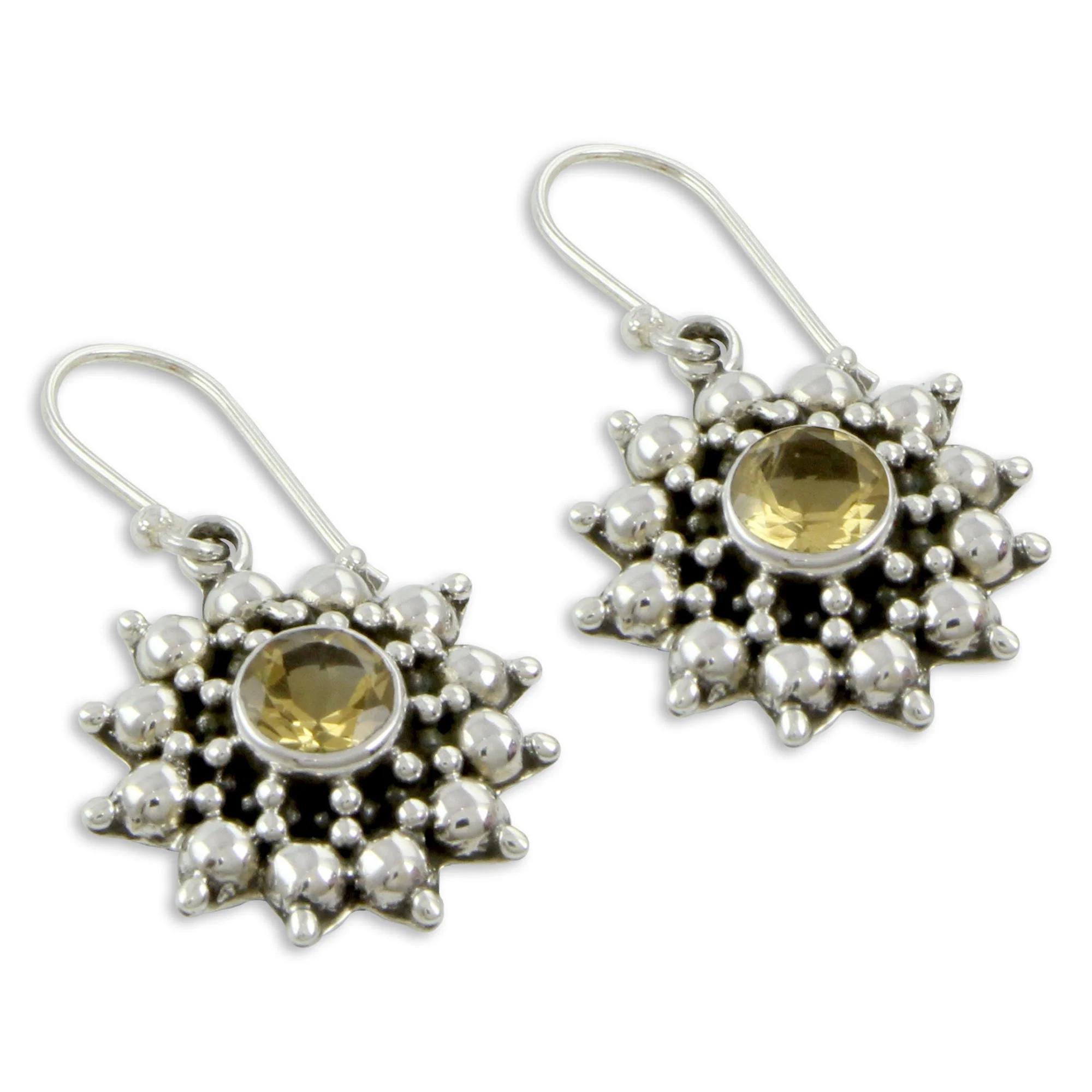 Star Citrine & Silver Dangle Earrings - Image 3