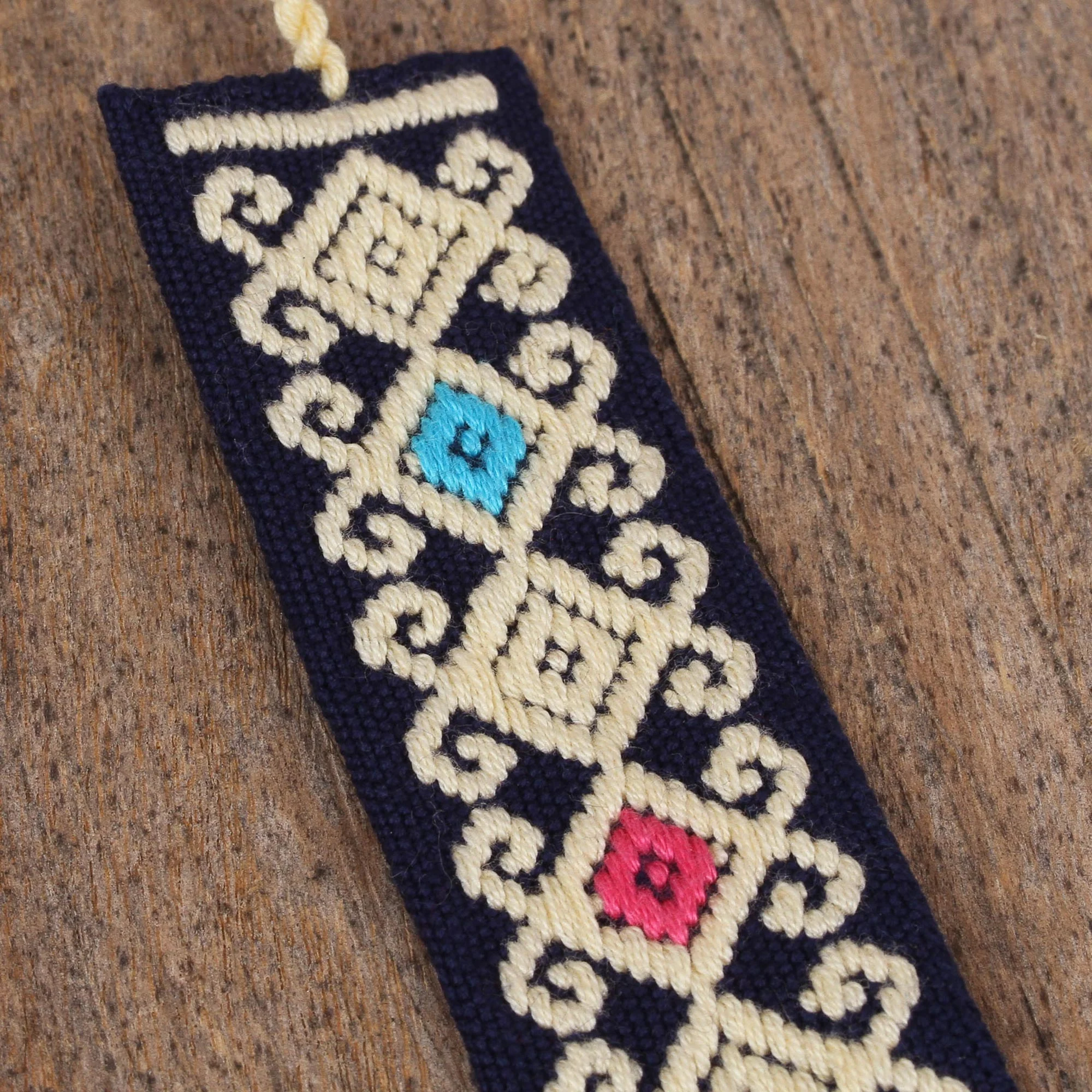Star Garden Handwoven Multi-Color Embroidered Cotton Bookmark - Image 3